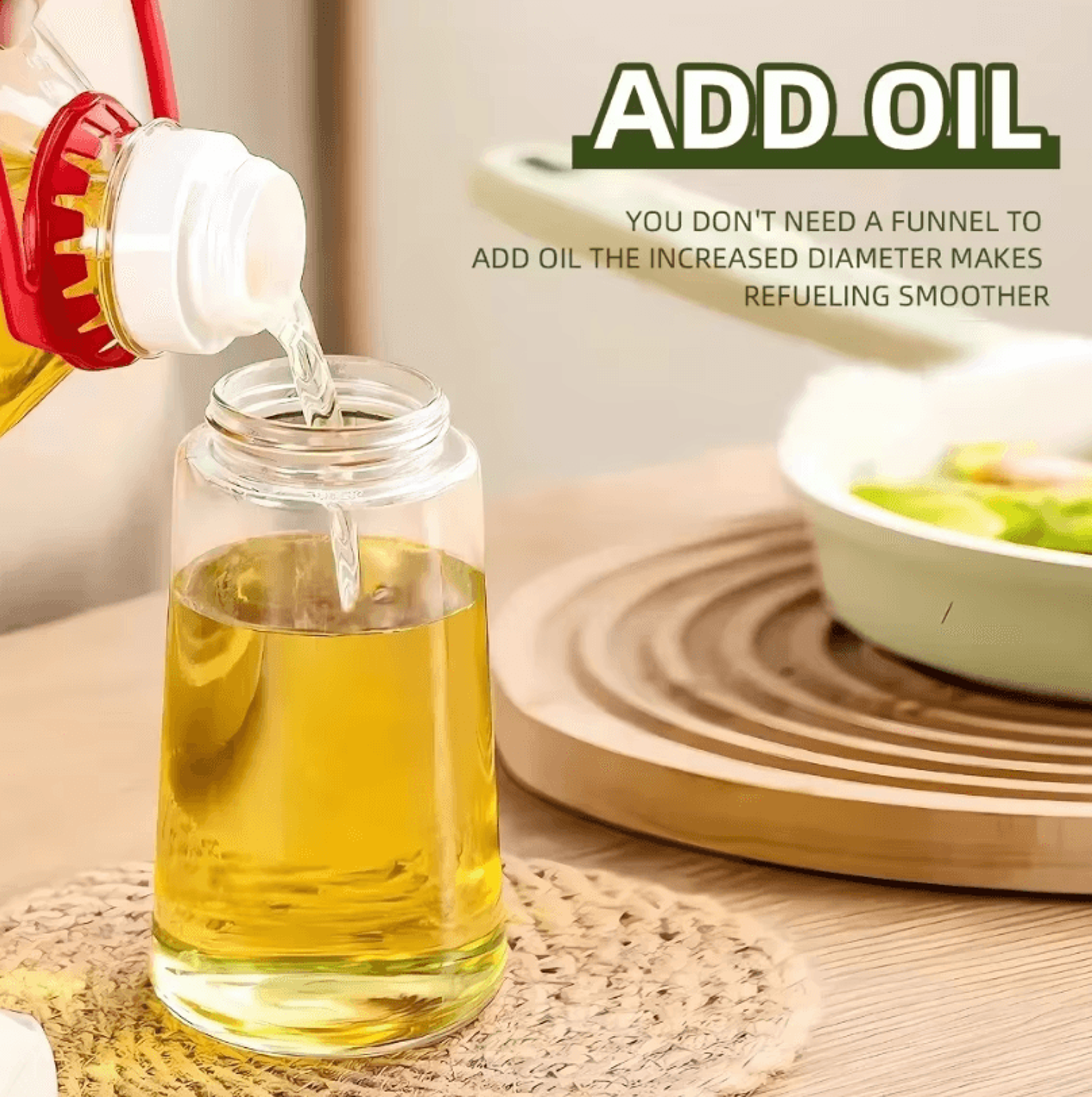 2in1 Olive Oil Dispenser Bottle  500ml Oil Sprayer For Cooking BBQ And Kitchen Use 1