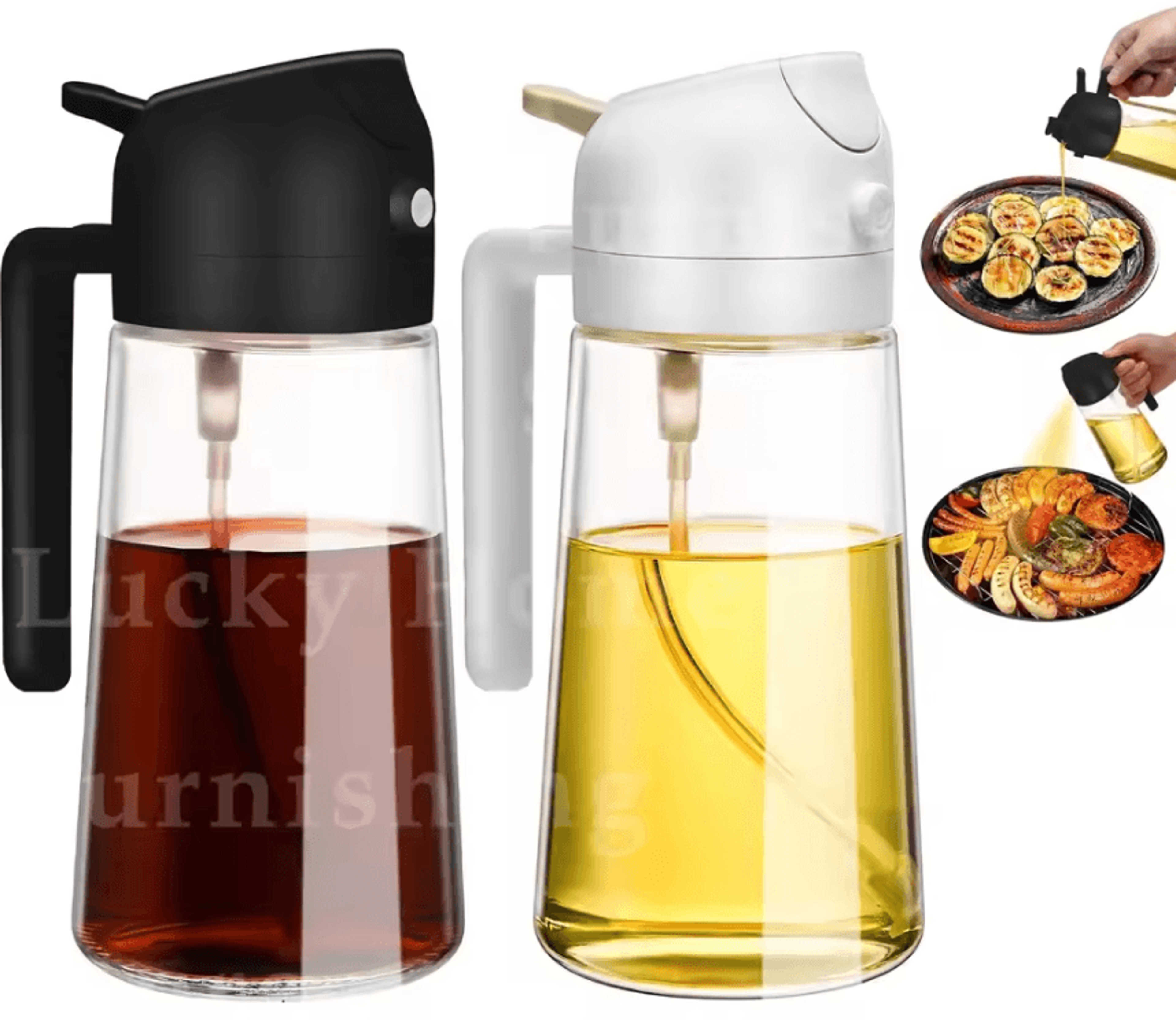 2in1 Olive Oil Dispenser Bottle  500ml Oil Sprayer For Cooking BBQ And Kitchen Use 10