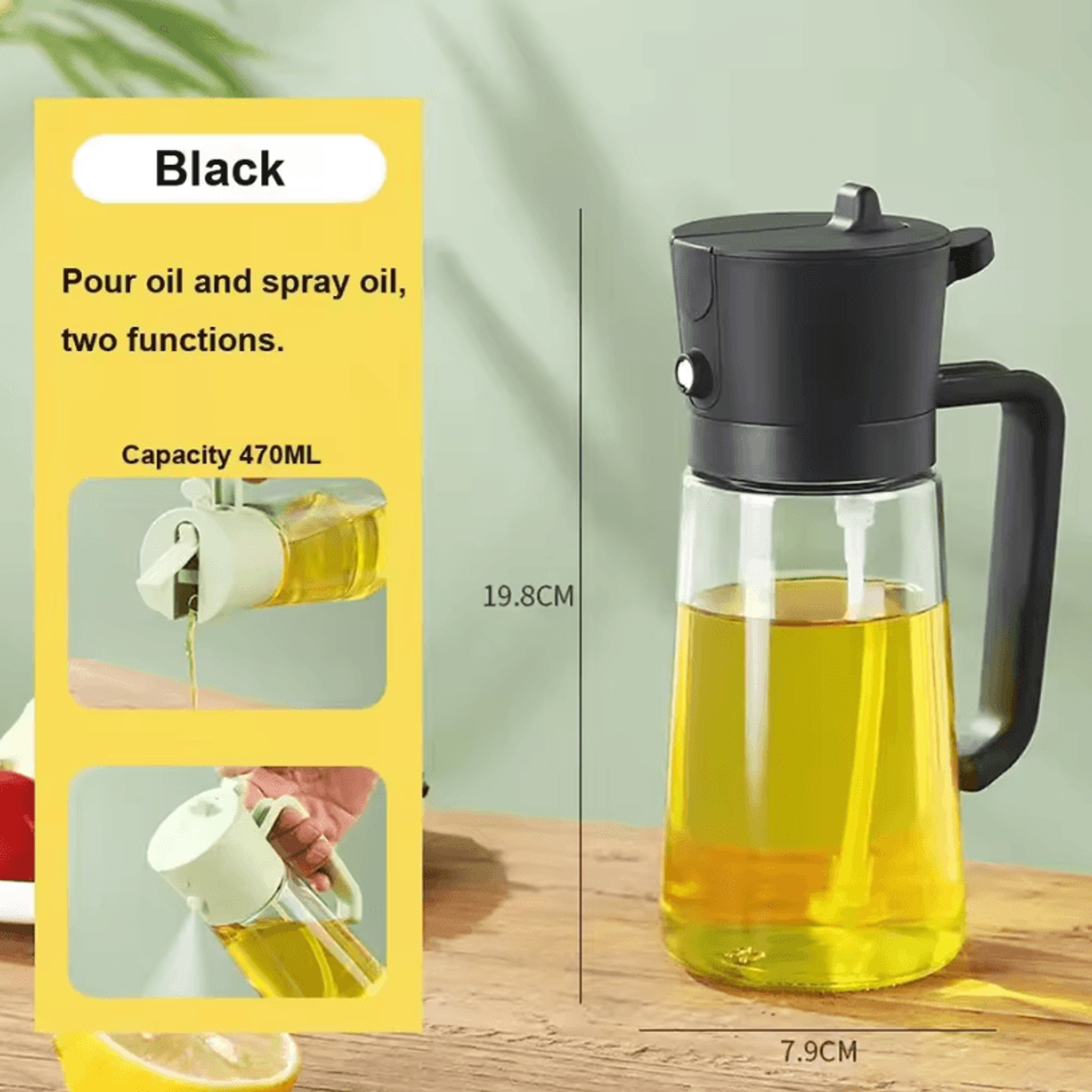 2in1 Olive Oil Dispenser Bottle  500ml Oil Sprayer For Cooking BBQ And Kitchen Use 17