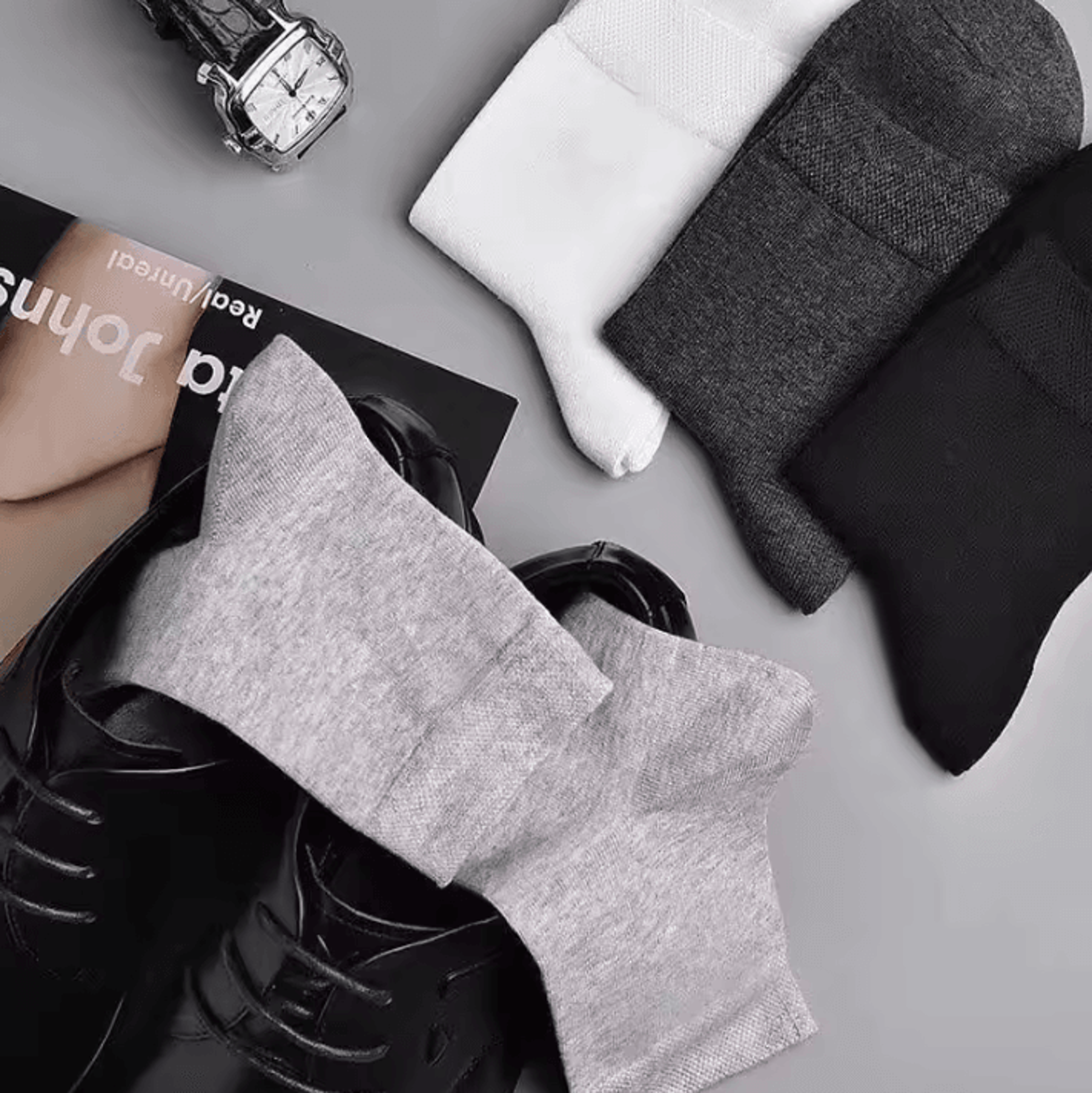 Mens Pure Cotton Socks  Breathable Plus Size Business And Casual Long Socks 3