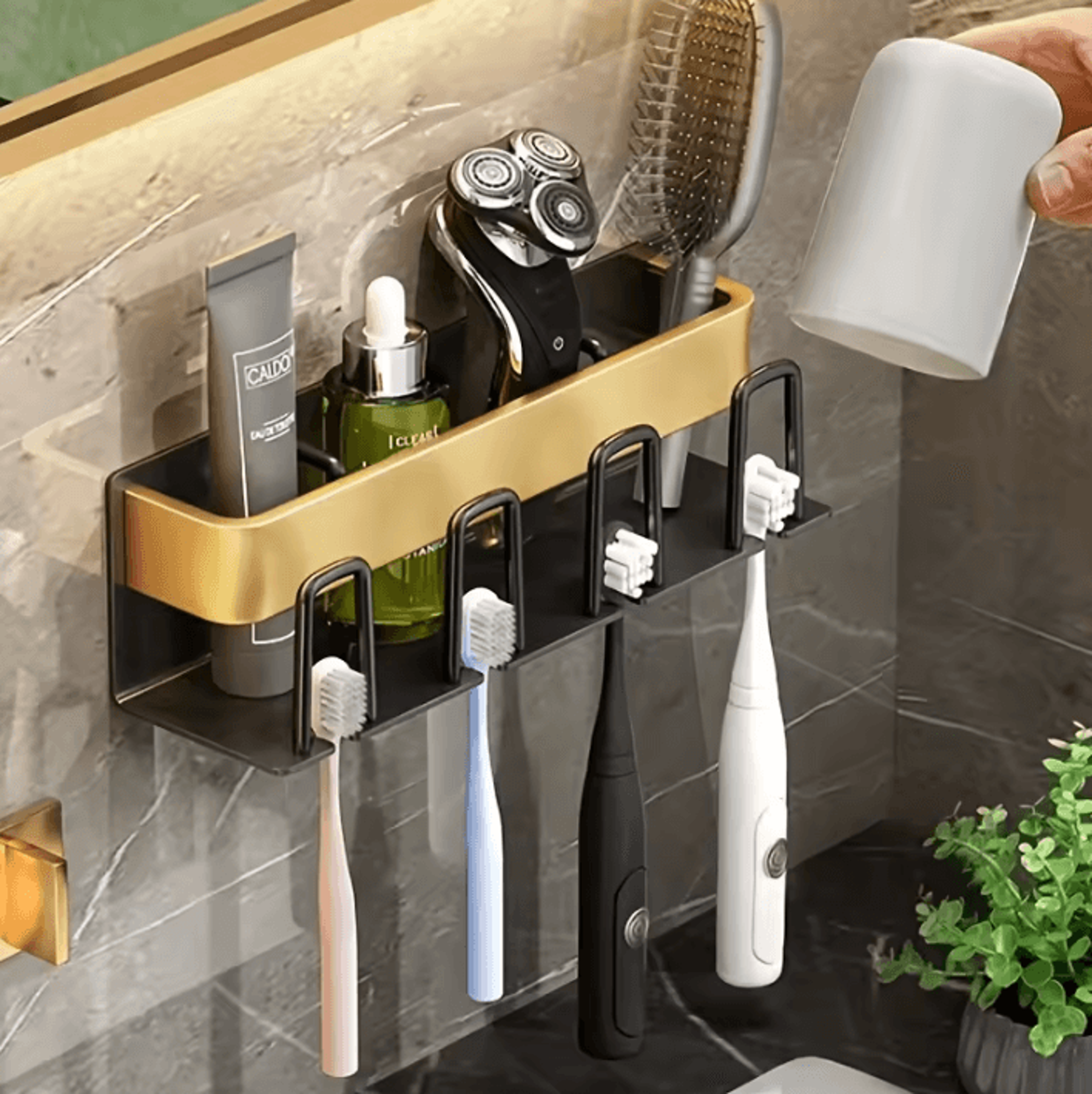 Aluminum Wall Mounted Toothbrush Holder  234 Cup Organizer For Bathroom 2