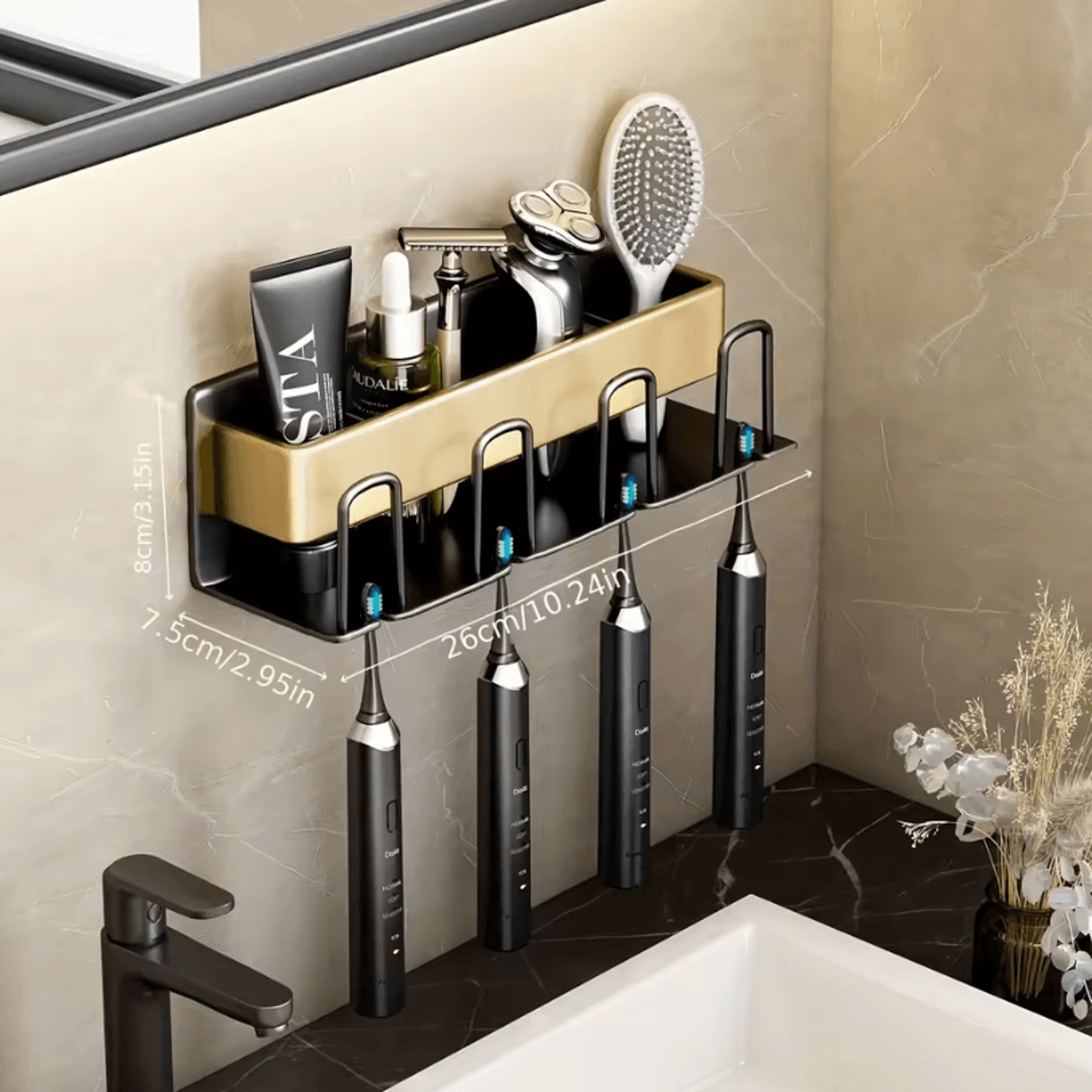 Aluminum Wall Mounted Toothbrush Holder  234 Cup Organizer For Bathroom 12