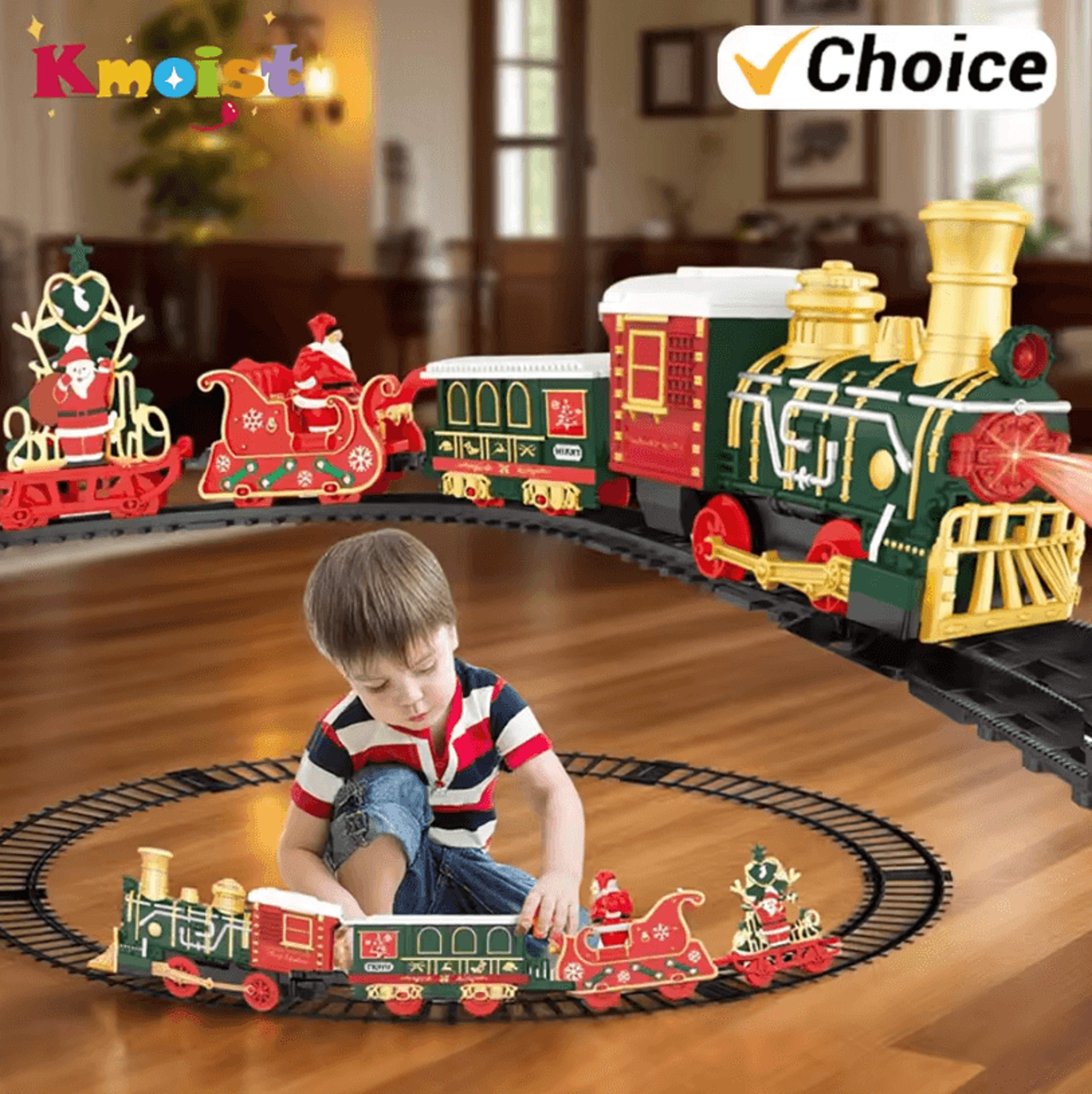 Childrens Train Set  Music And Light Christmas Electric Railway Toy 0