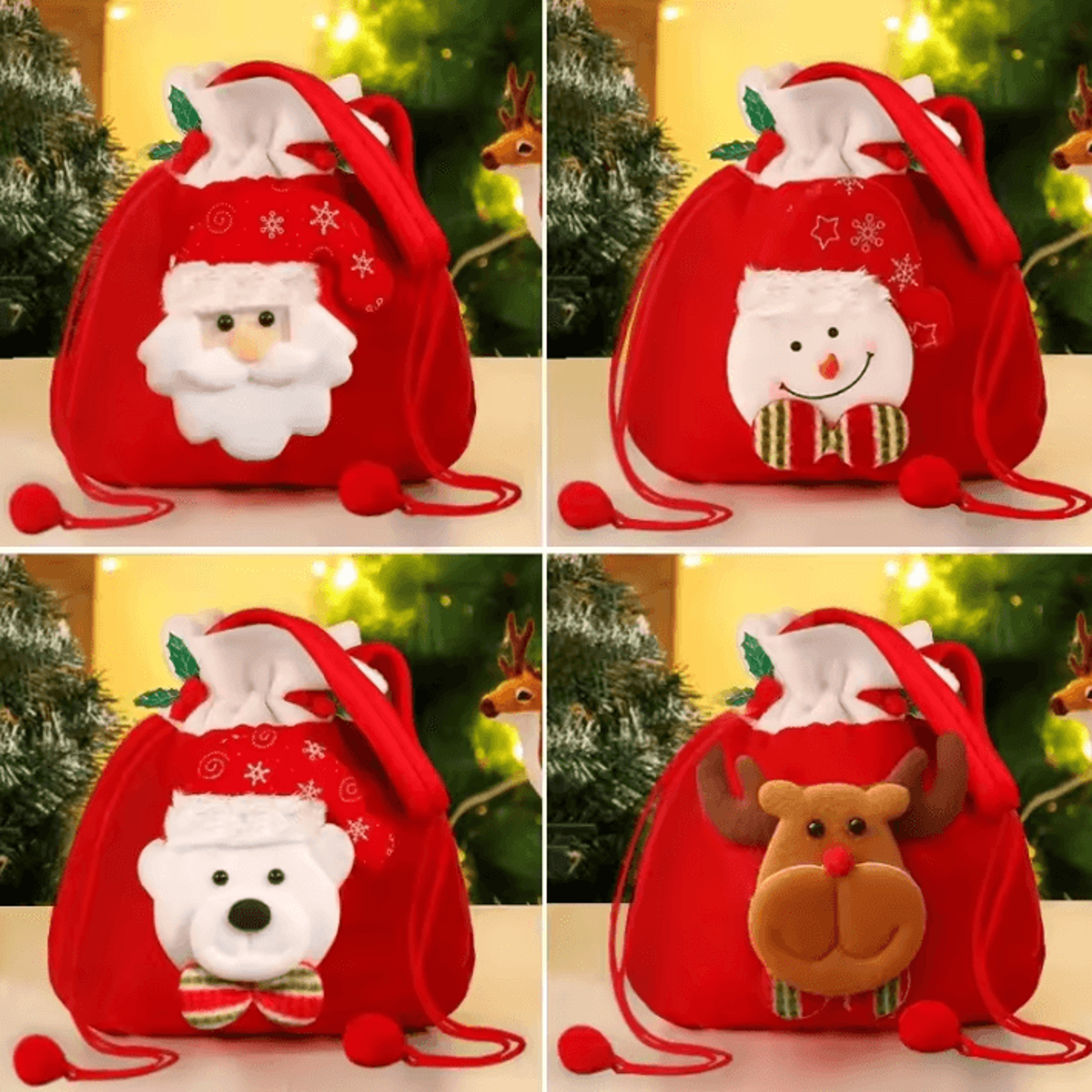 Christmas Gift Bags 91 By 79 In  Festive Drawstring Holiday Pouches With Handle 0