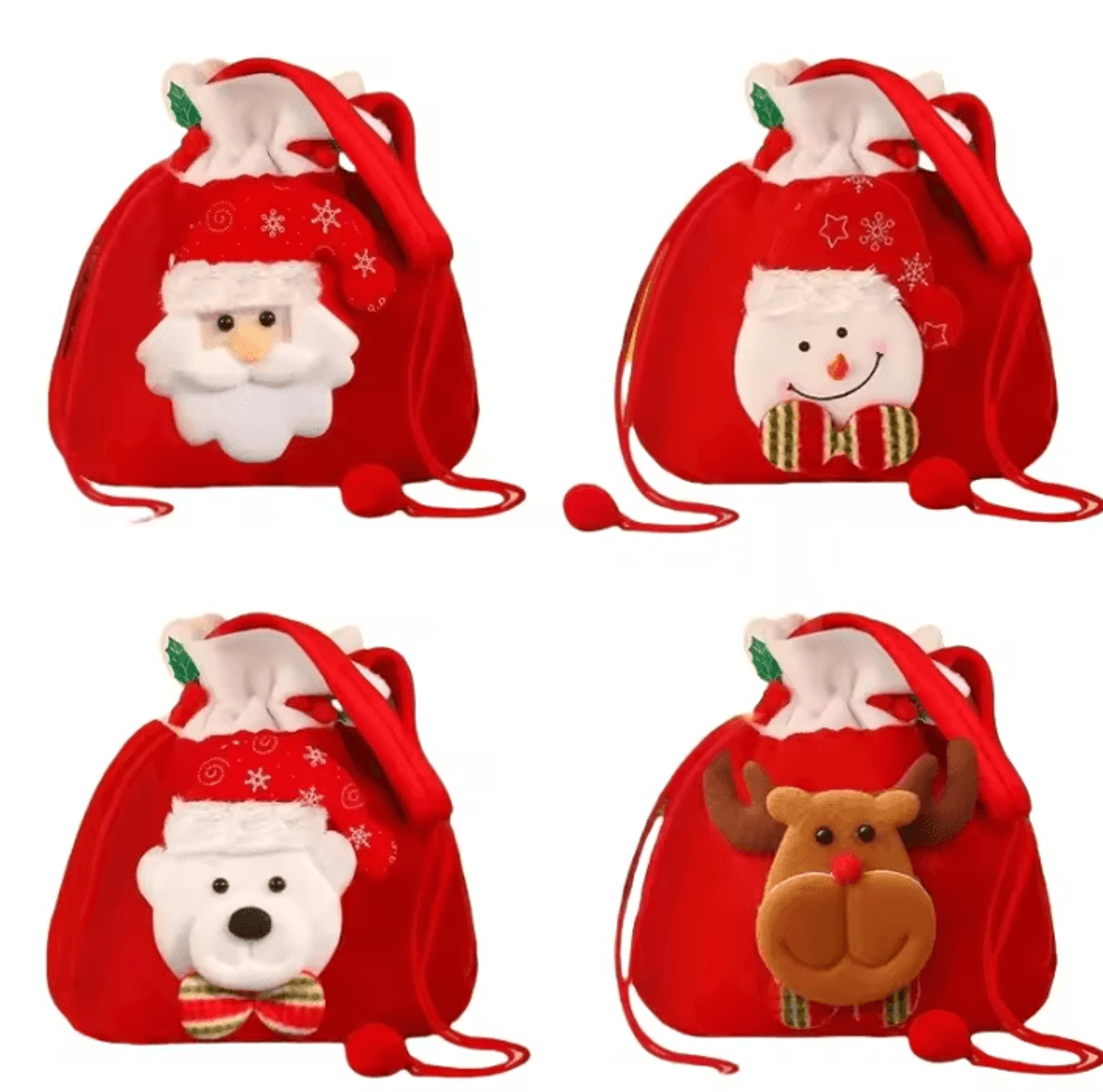 Christmas Gift Bags 91 By 79 In  Festive Drawstring Holiday Pouches With Handle 14