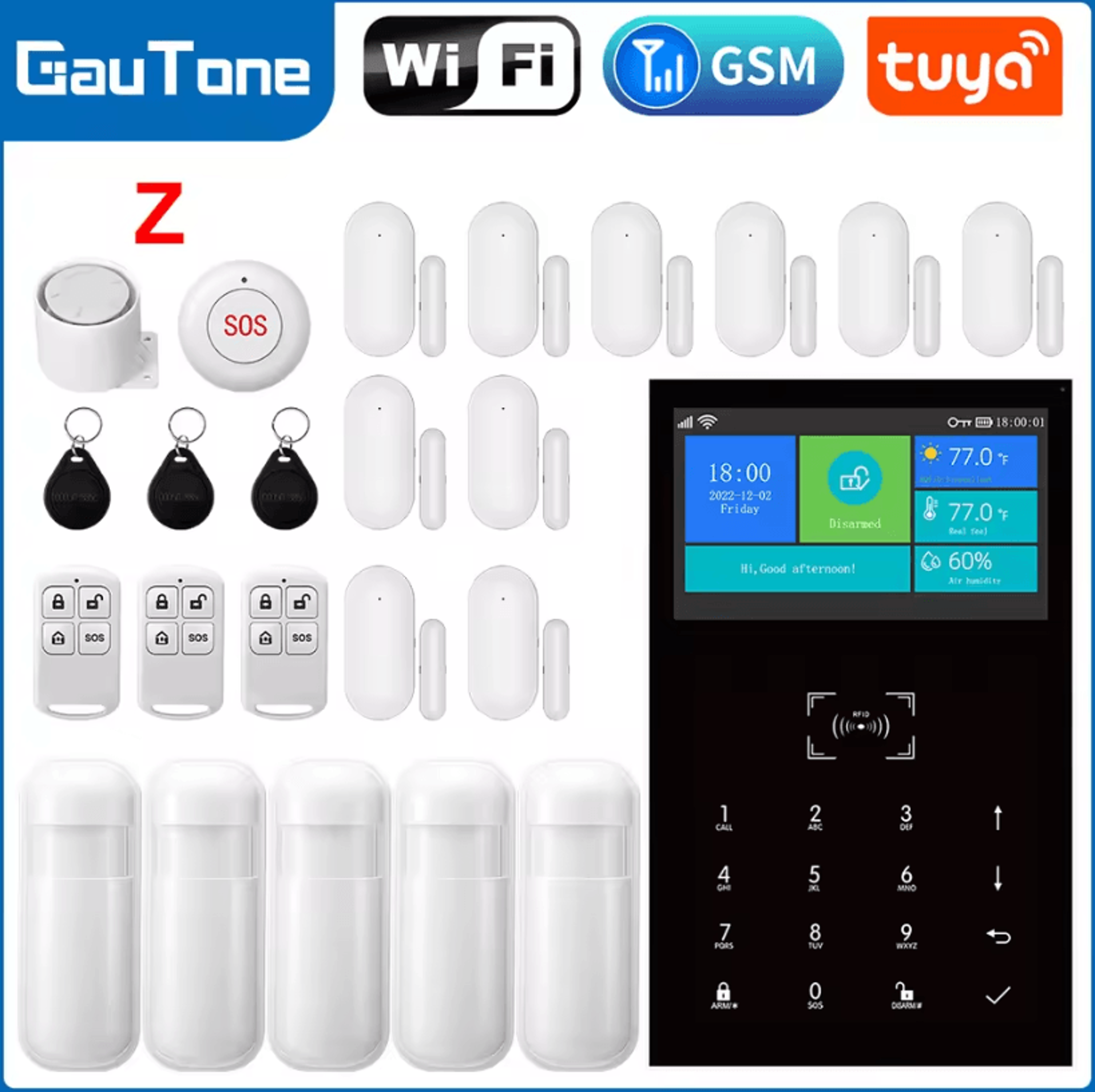 WiFi GSM Alarm System  43Inches Smart Home Security Panel With Temperature Display 11