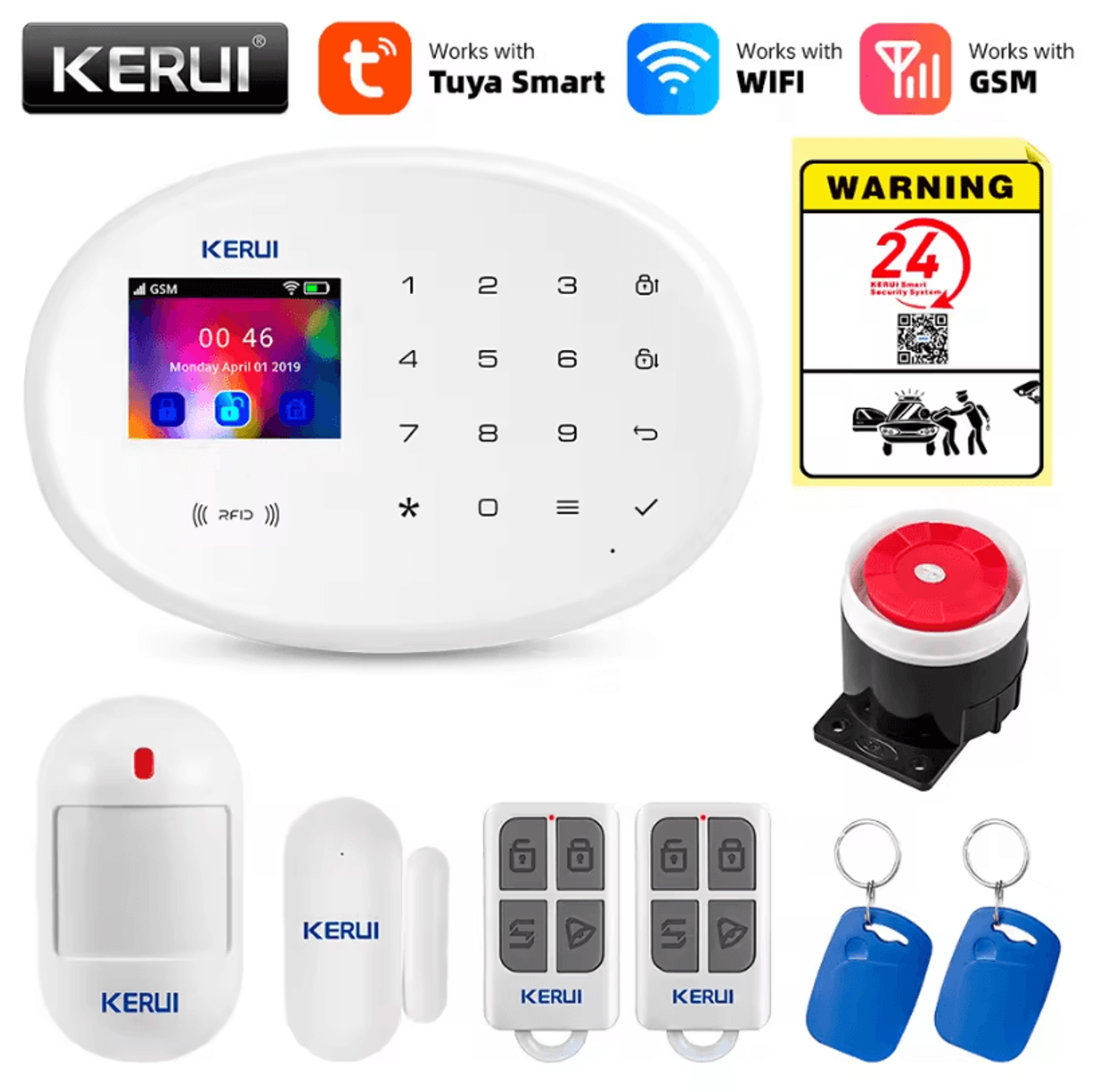 Home Alarm System  KERUI 433MHz WiFi GSM Wireless Security Kit With Motion Sensor 6