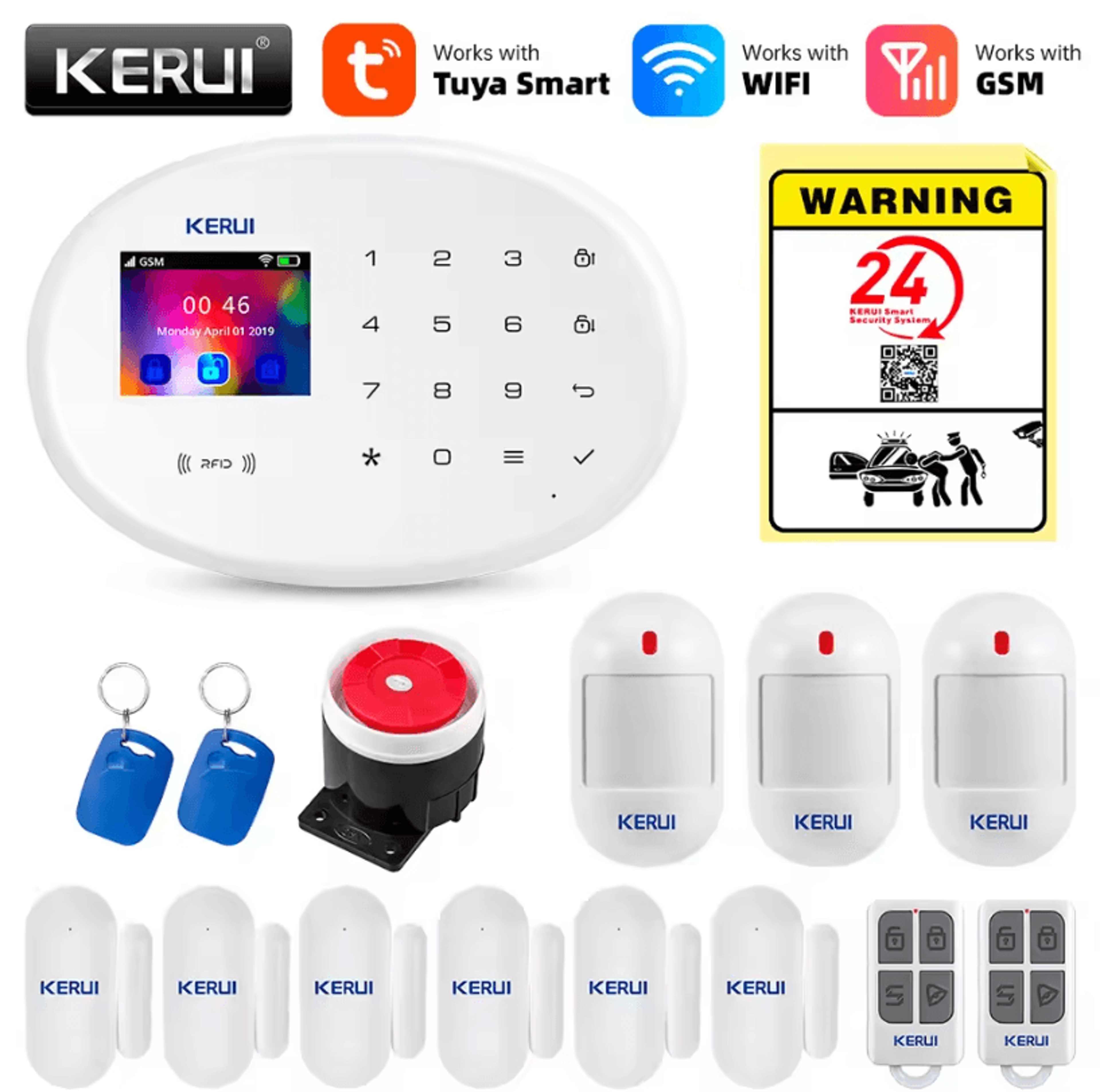Home Alarm System  KERUI 433MHz WiFi GSM Wireless Security Kit With Motion Sensor 9
