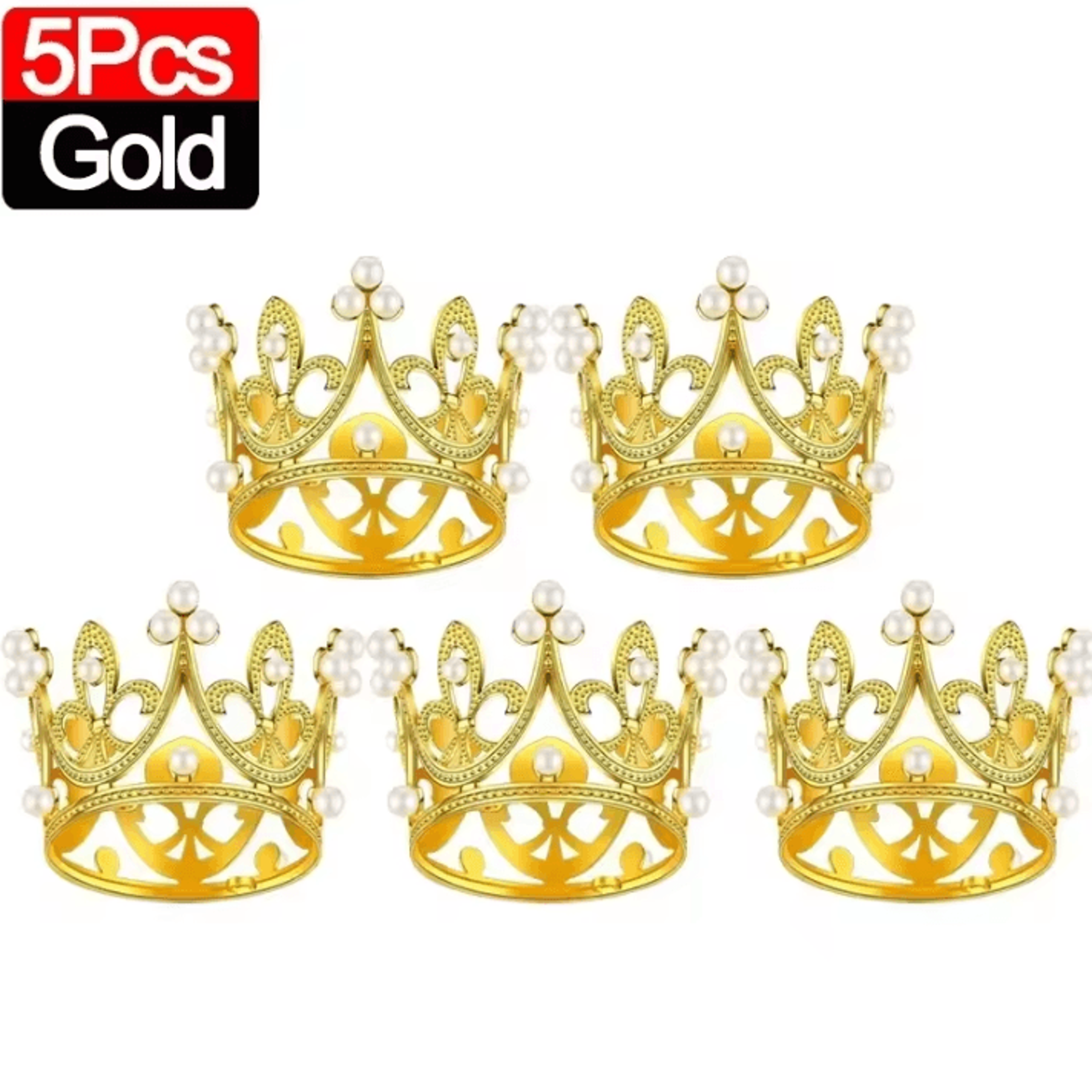 Mini Crown Cake Decoration  Pearl Tiara Topper In Gold And Silver For Birthdays And Weddings 5