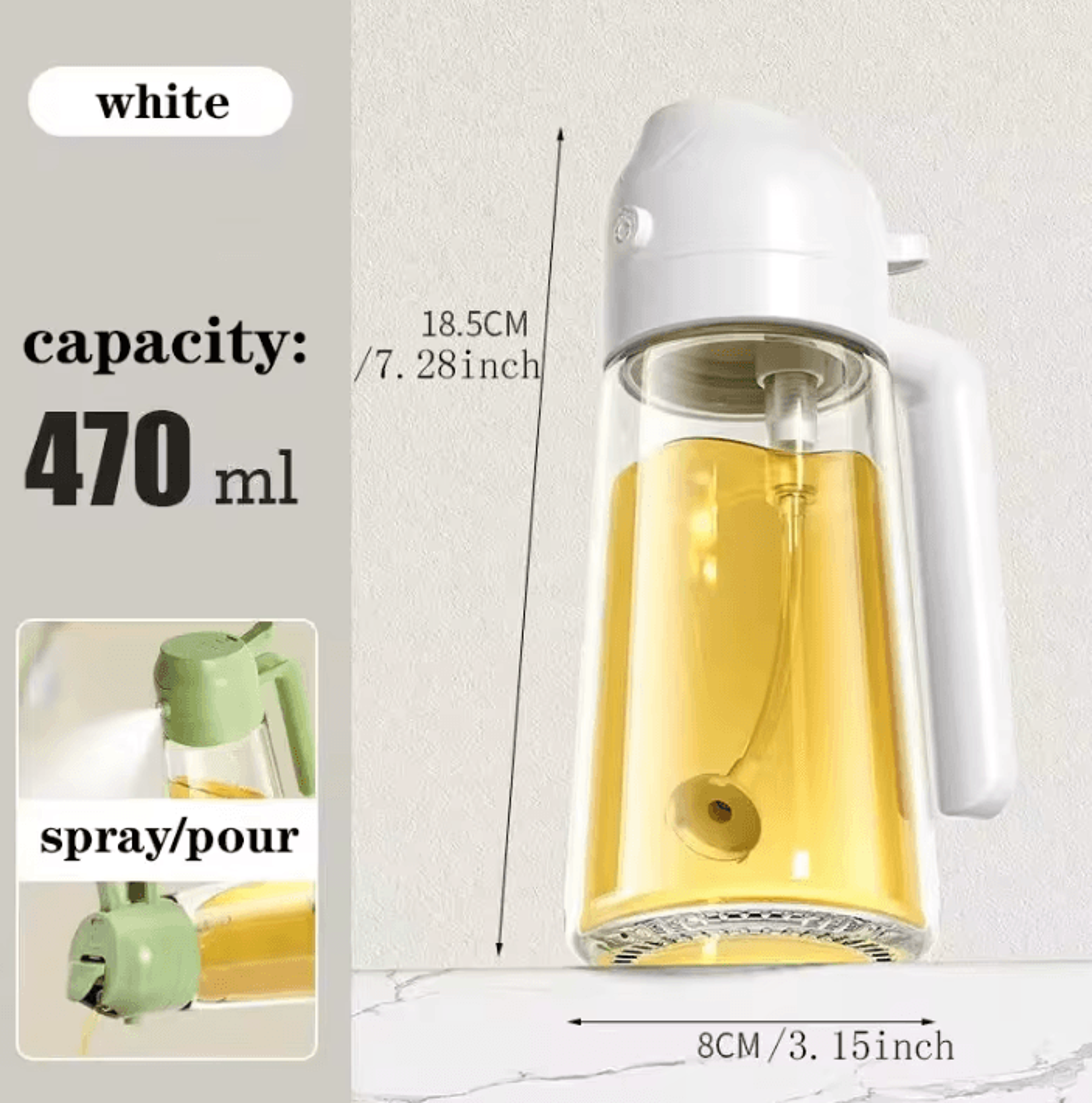 Dual Purpose Kitchen Oil Spray Bottle  Leakproof Oil Can For Cooking And Household Use 11