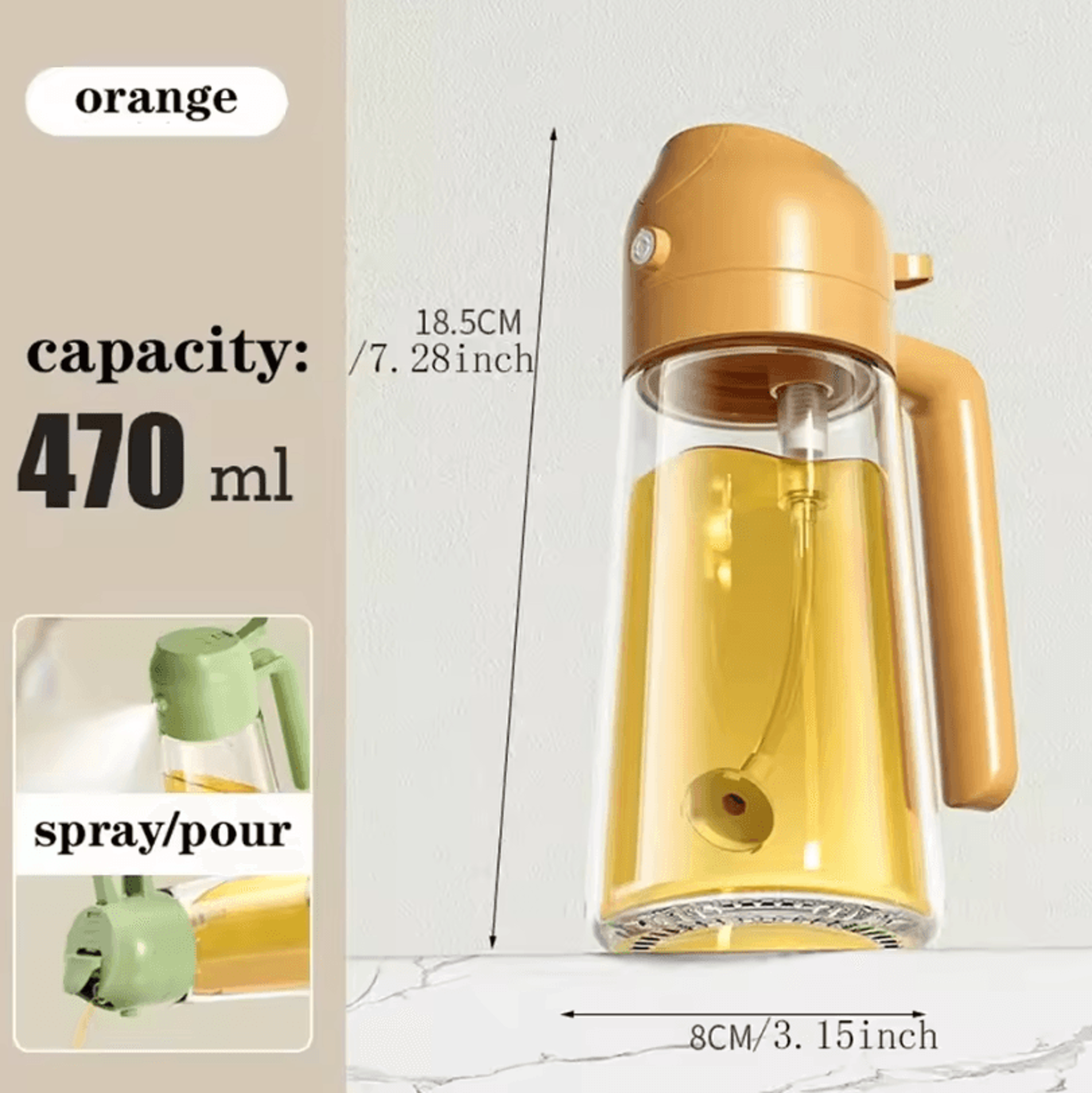 Dual Purpose Kitchen Oil Spray Bottle  Leakproof Oil Can For Cooking And Household Use 8
