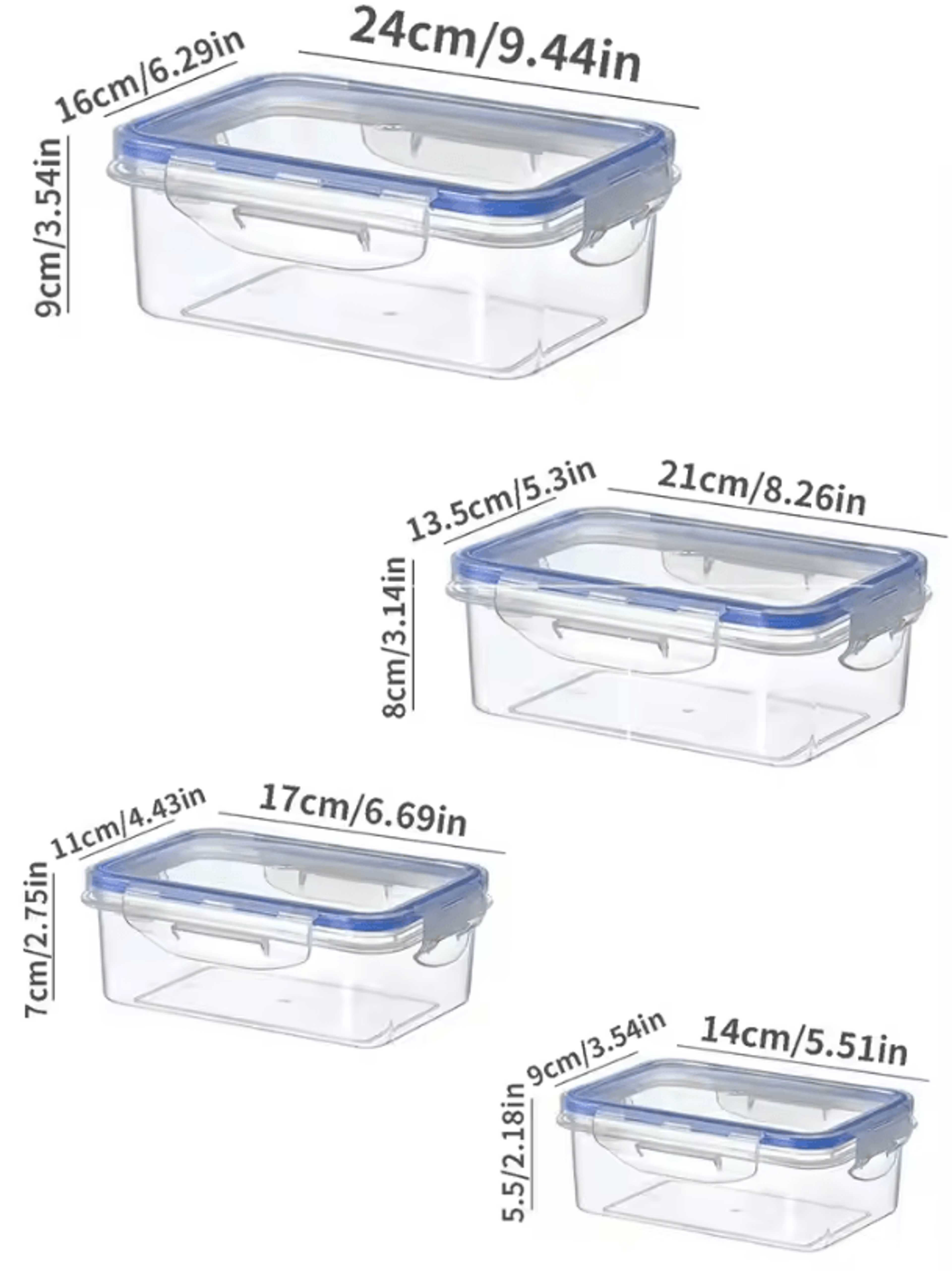 Sealed Rectangular Refrigerator Storage Box With Lid  Practical Crisper And Microwave Lunch Contain 5