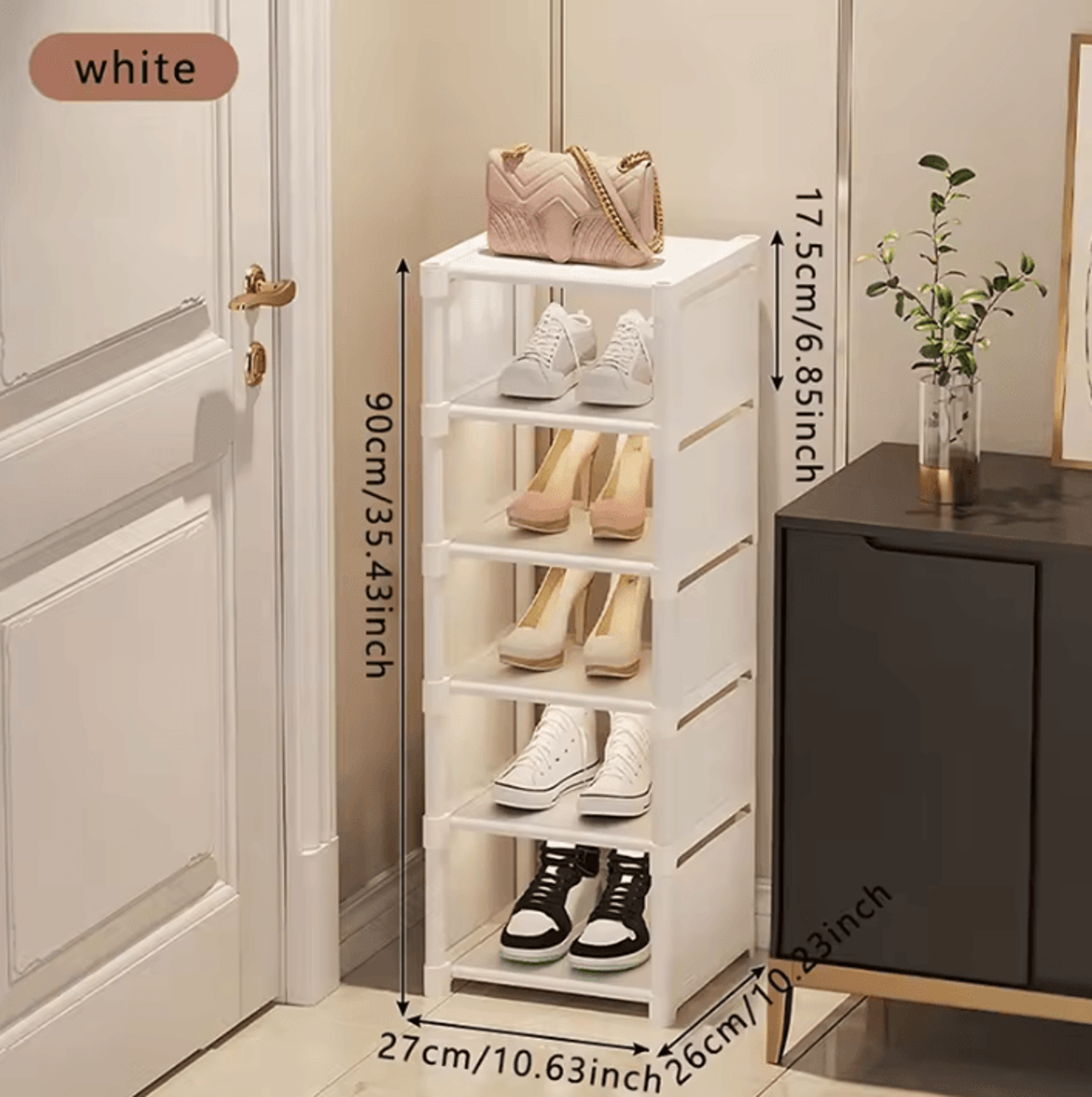 Small Shoe Rack  Narrow Shoe Cabinet Storage For Home Rental And Entryway 7
