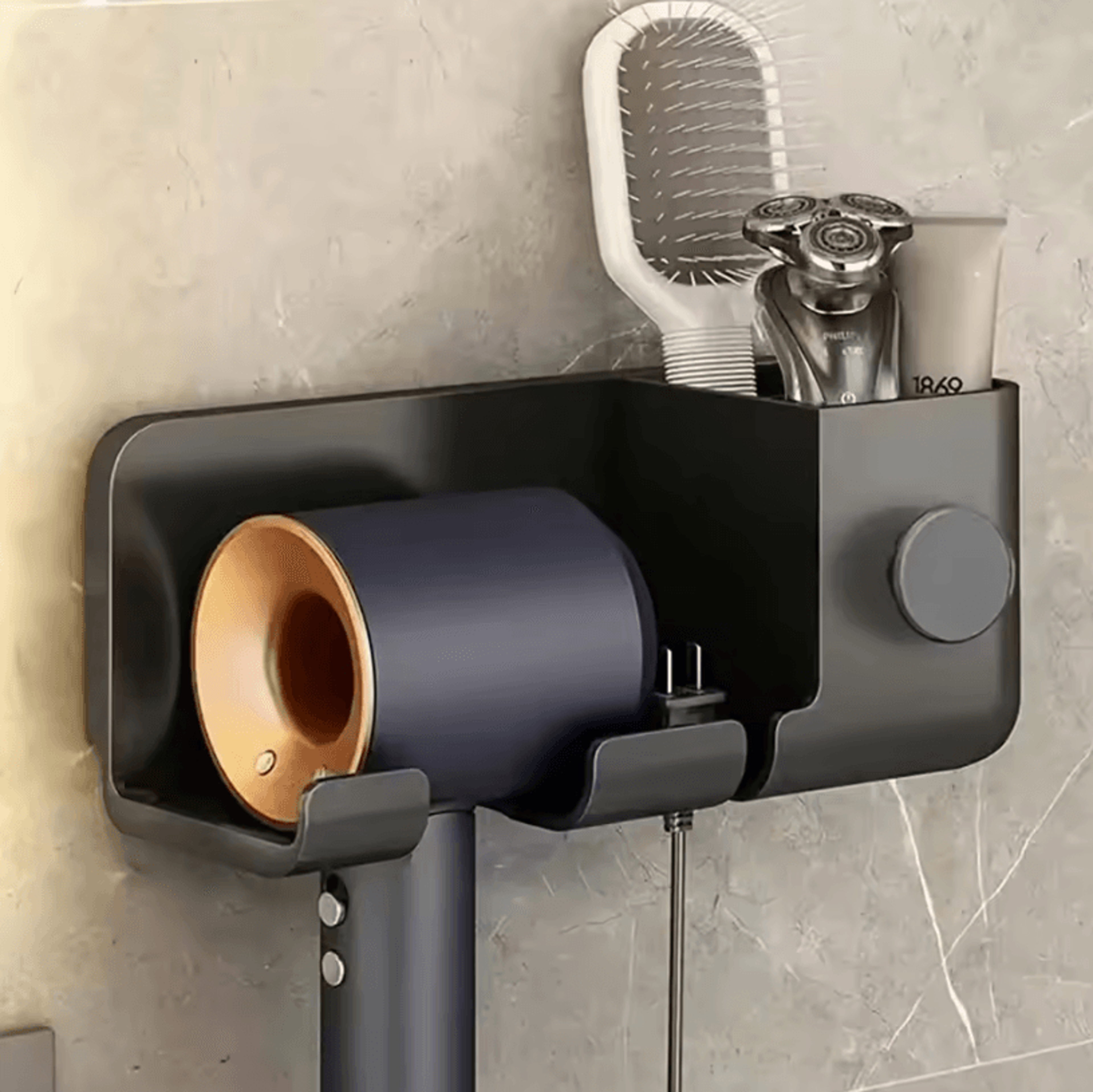 Electric Hair Dryer Storage Rack  PerforationFree Bathroom WallMounted Organizer 5