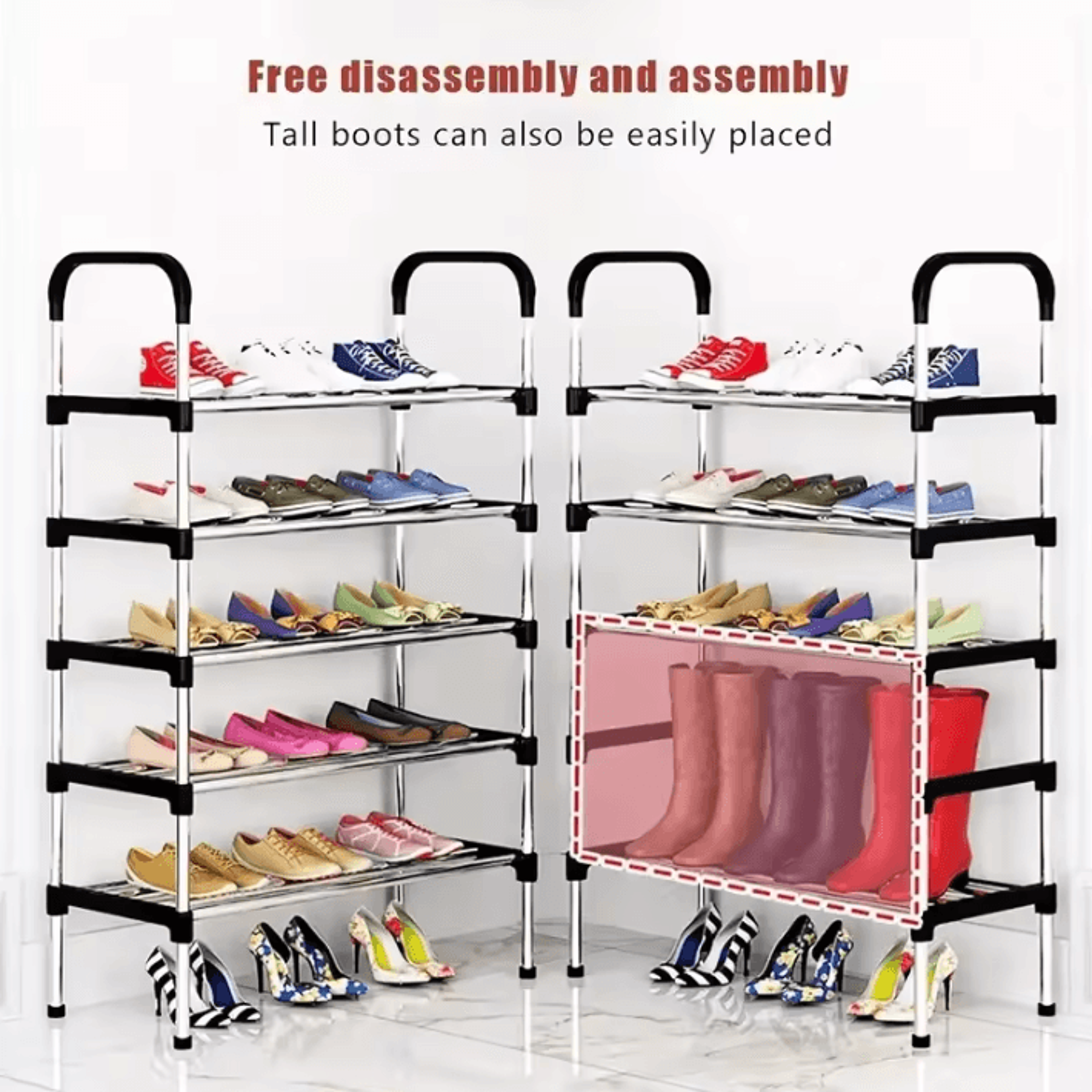 MultiLayer Dustproof Shoe Rack  Black Home Shoe Cabinet Storage With Double Shelves 1