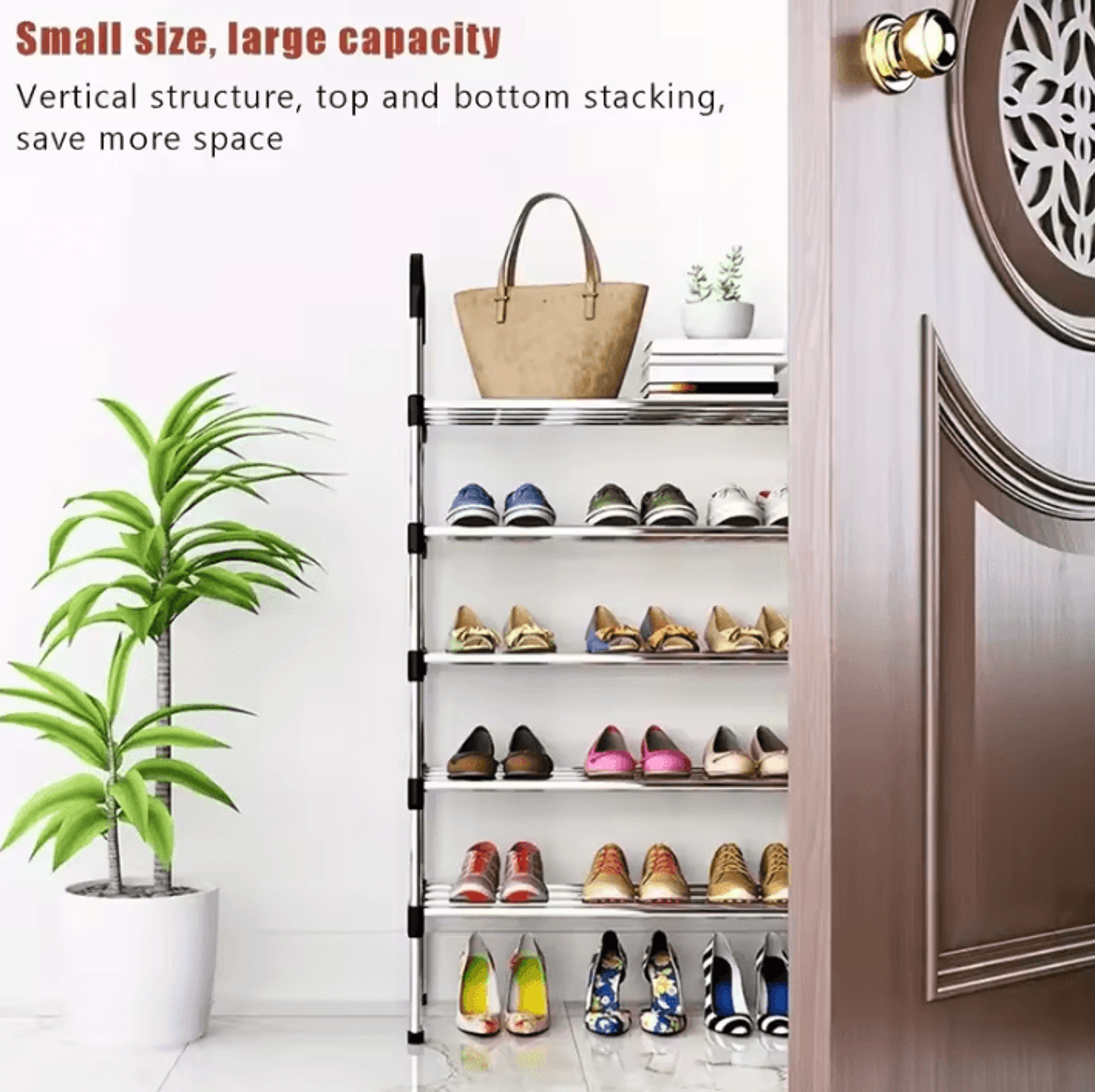 MultiLayer Dustproof Shoe Rack  Black Home Shoe Cabinet Storage With Double Shelves 2