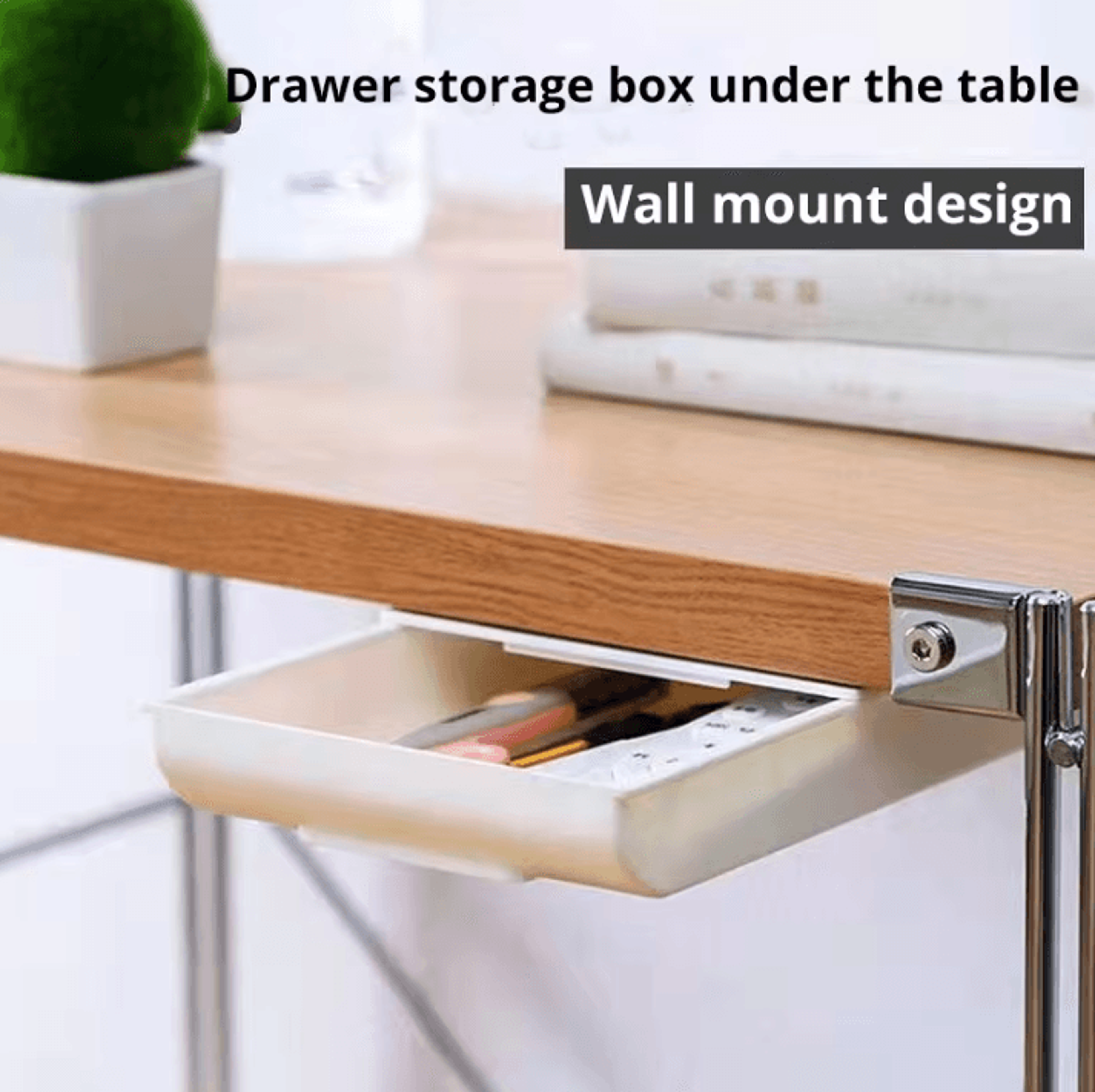 SelfAdhesive UnderDrawer Storage Box  White Hidden Drawer Organizer 1