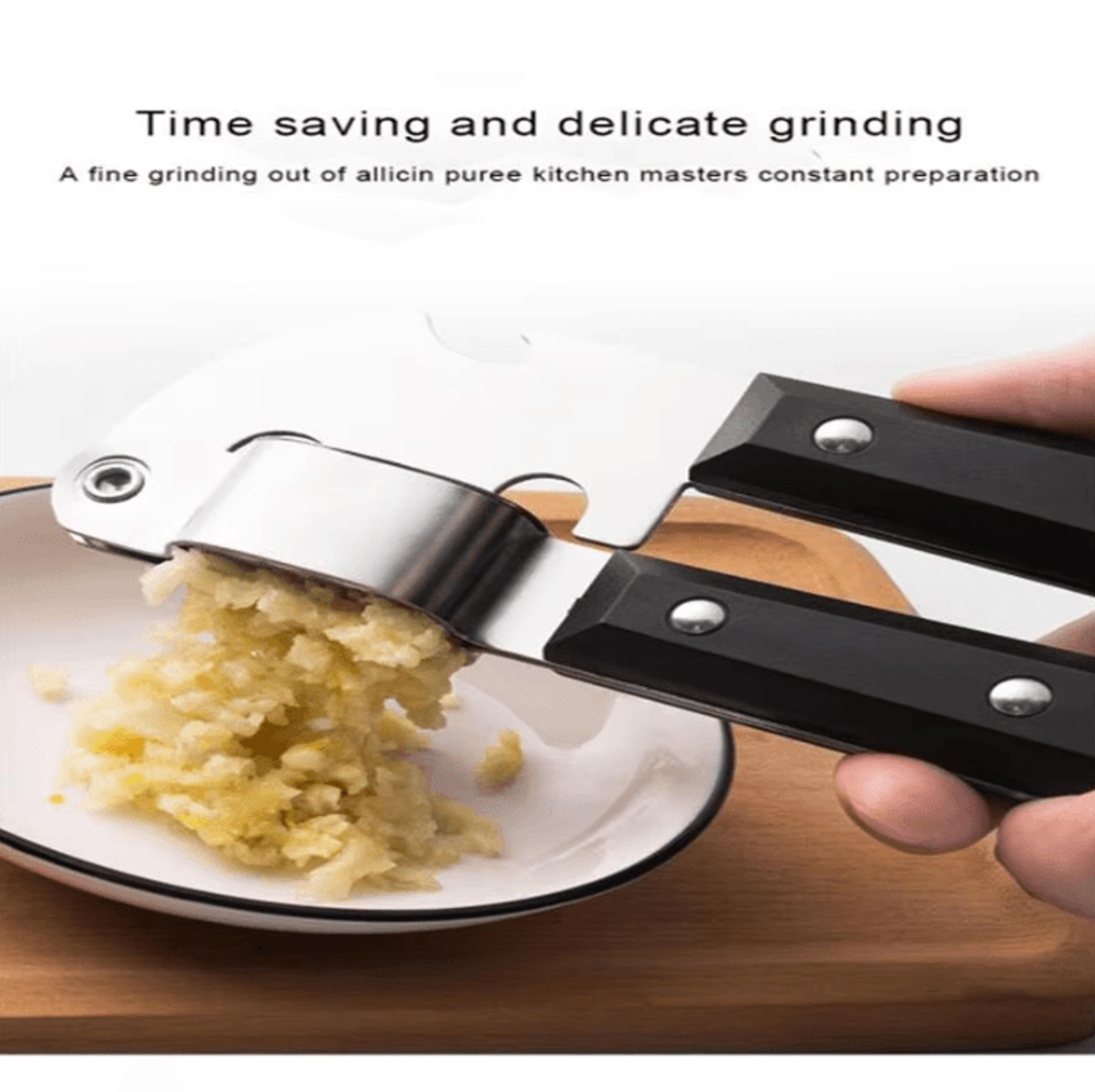 Stainless Steel Garlic Press  Manual Garlic Crusher For Easy Minced Garlic Black 2