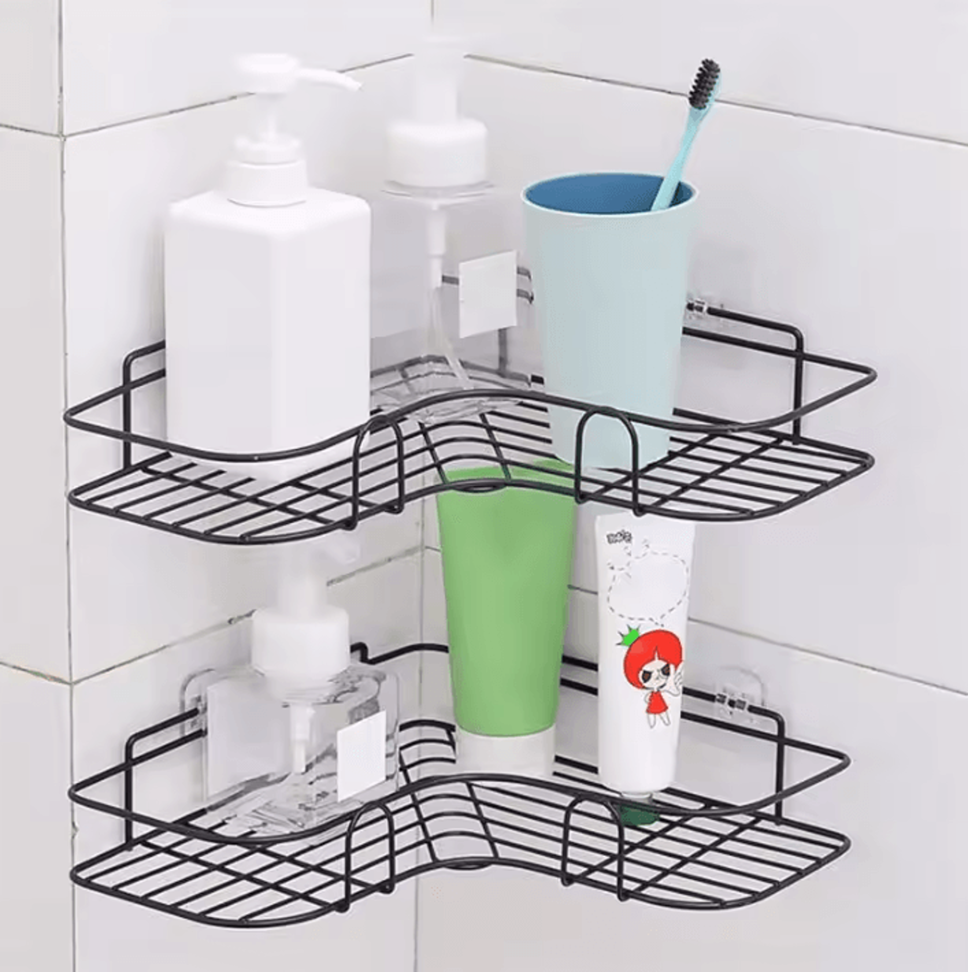 Iron Triangle Rack For Kitchen  Bathroom  Thickened Durable Corner Storage Shelf 0