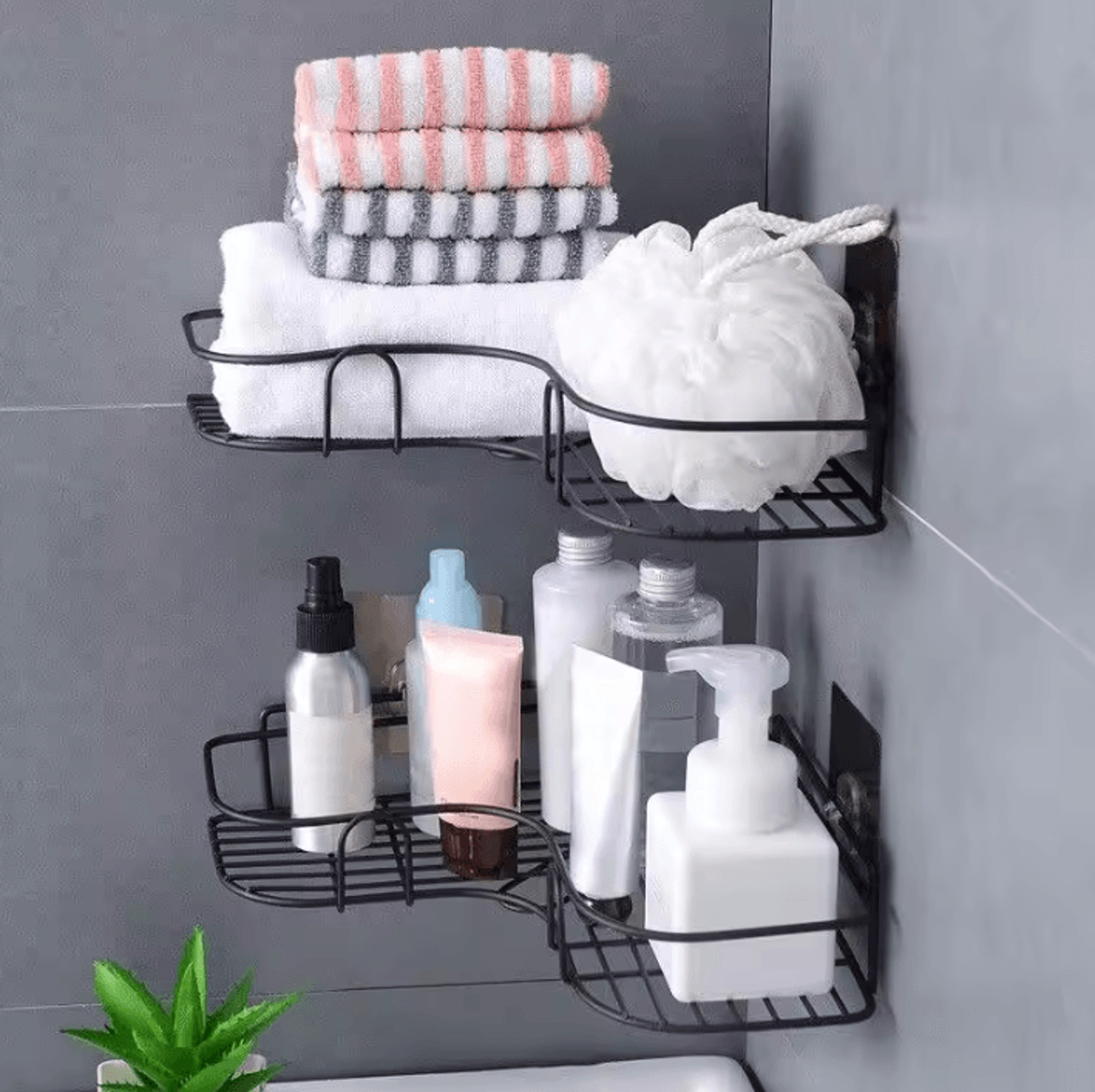 Iron Triangle Rack For Kitchen  Bathroom  Thickened Durable Corner Storage Shelf 2
