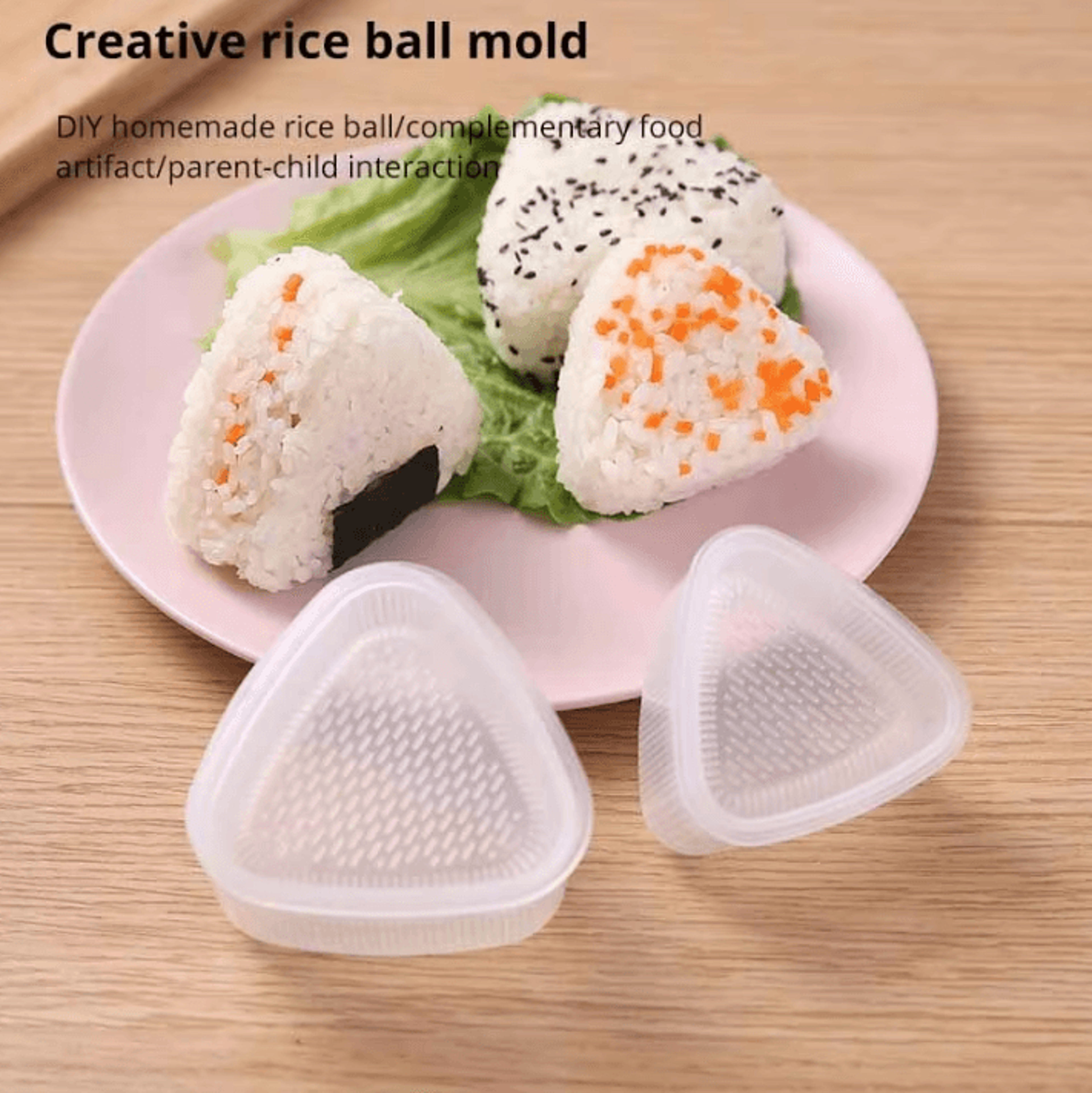 4Piece DIY Sushi Mold Set  Triangular Onigiri Rice Ball Maker For Bento Kitchen 3