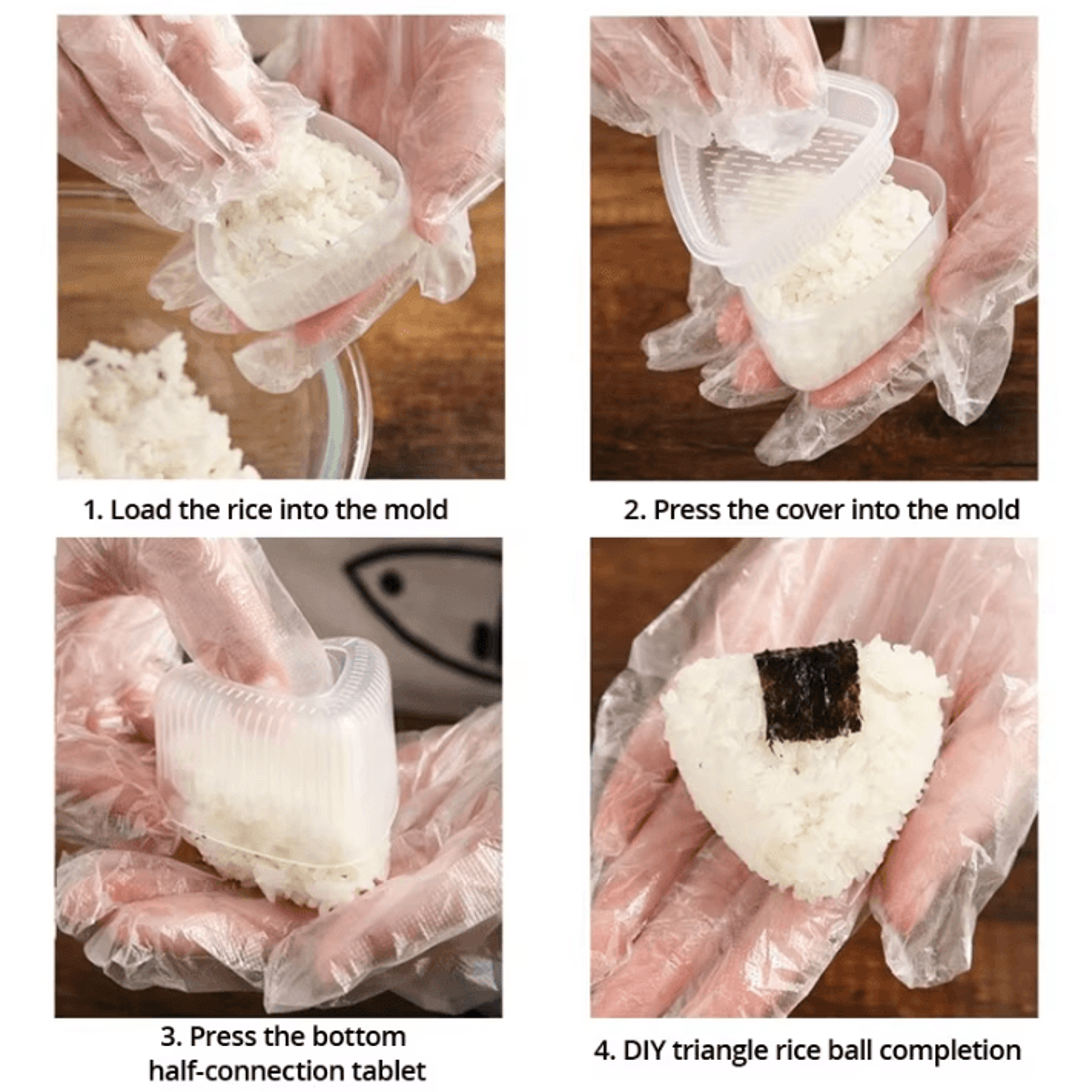 4Piece DIY Sushi Mold Set  Triangular Onigiri Rice Ball Maker For Bento Kitchen 4
