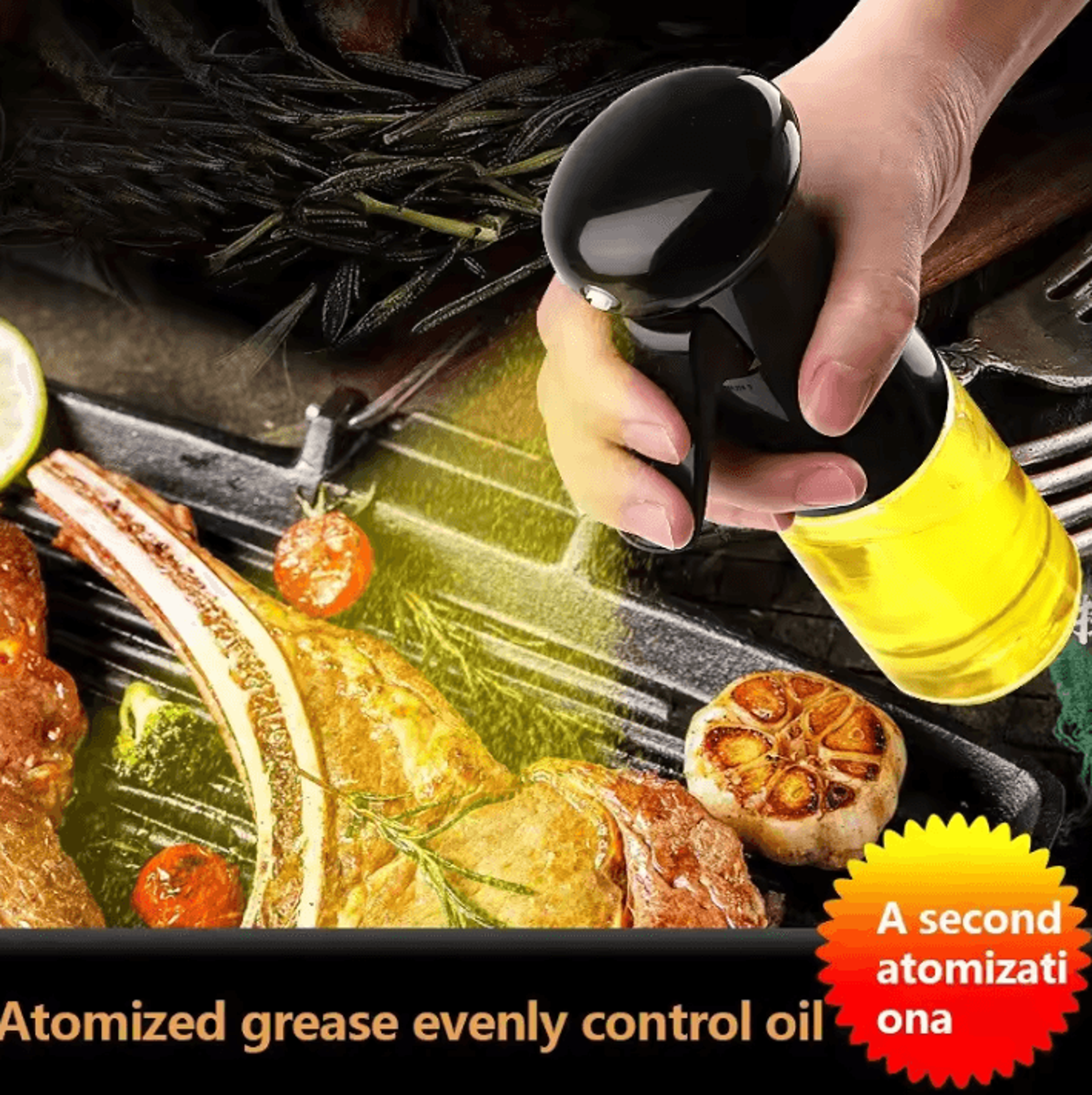 Black Transparent Cooking Oil Spray Bottle  Olive Oil Dispenser For Kitchen BBQ Fitness Salad  Home 1