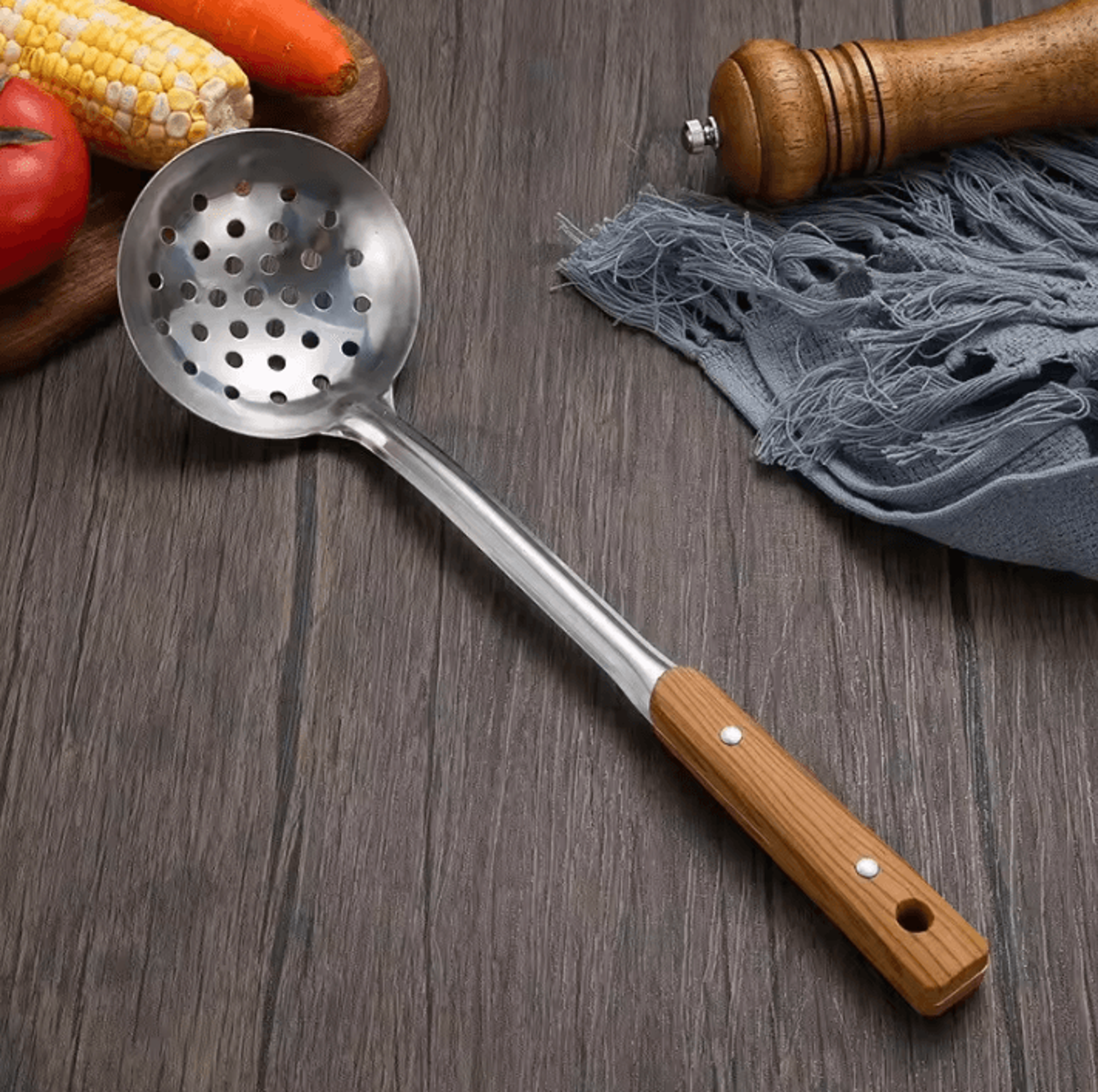 Stainless Steel Kitchen Tools Set With Wood Grain Handle  Spatula Spoon  Leaky Shovel Cooking Utens 9