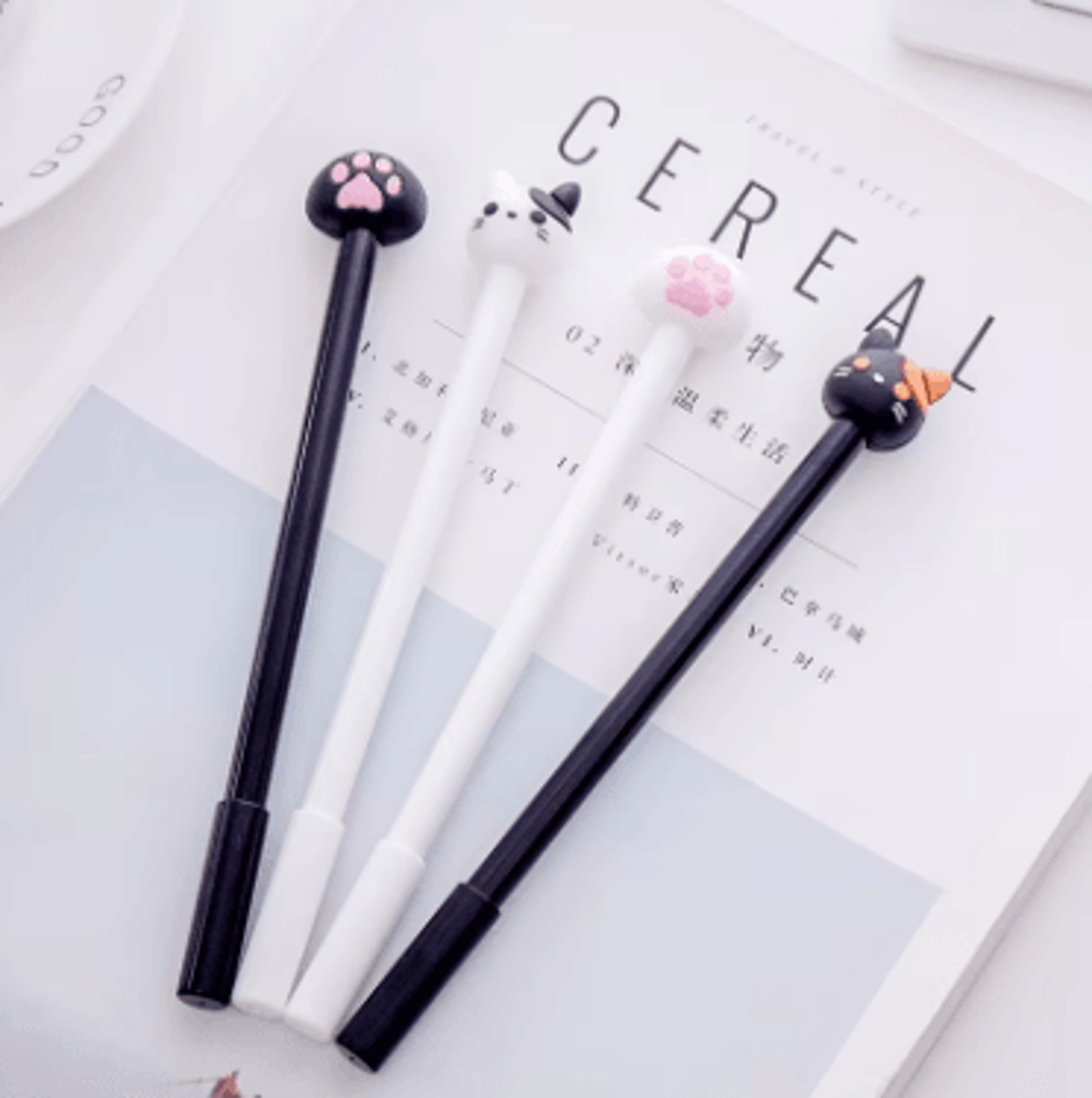 10Piece Kawaii Cat Gel Ink Pen Set  Cute Black Ink Stationery For School  Office 4