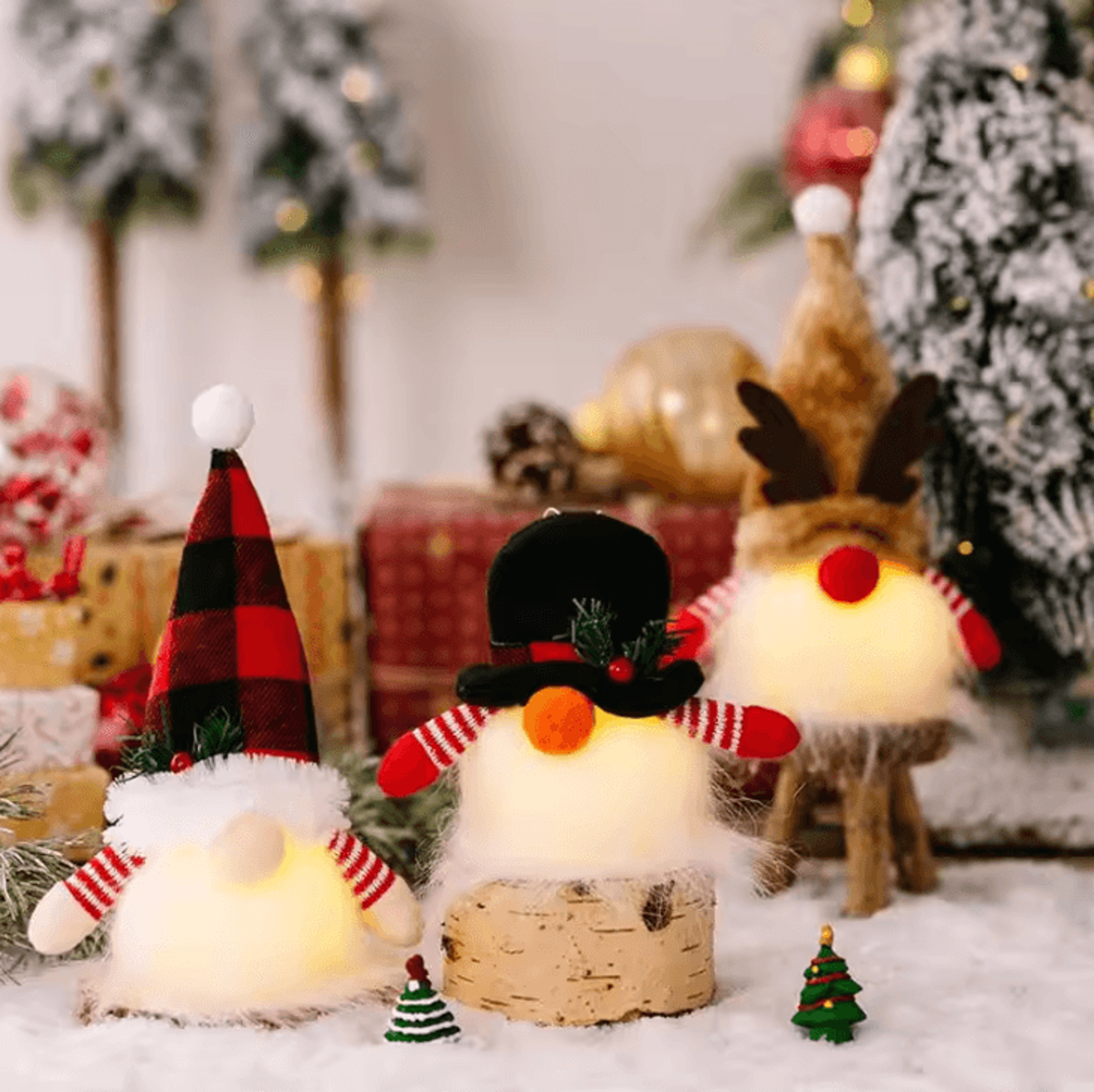 Christmas LED Ornament  Santa Gnome Plush Doll Pendant For Tree  Holiday Decoration 1