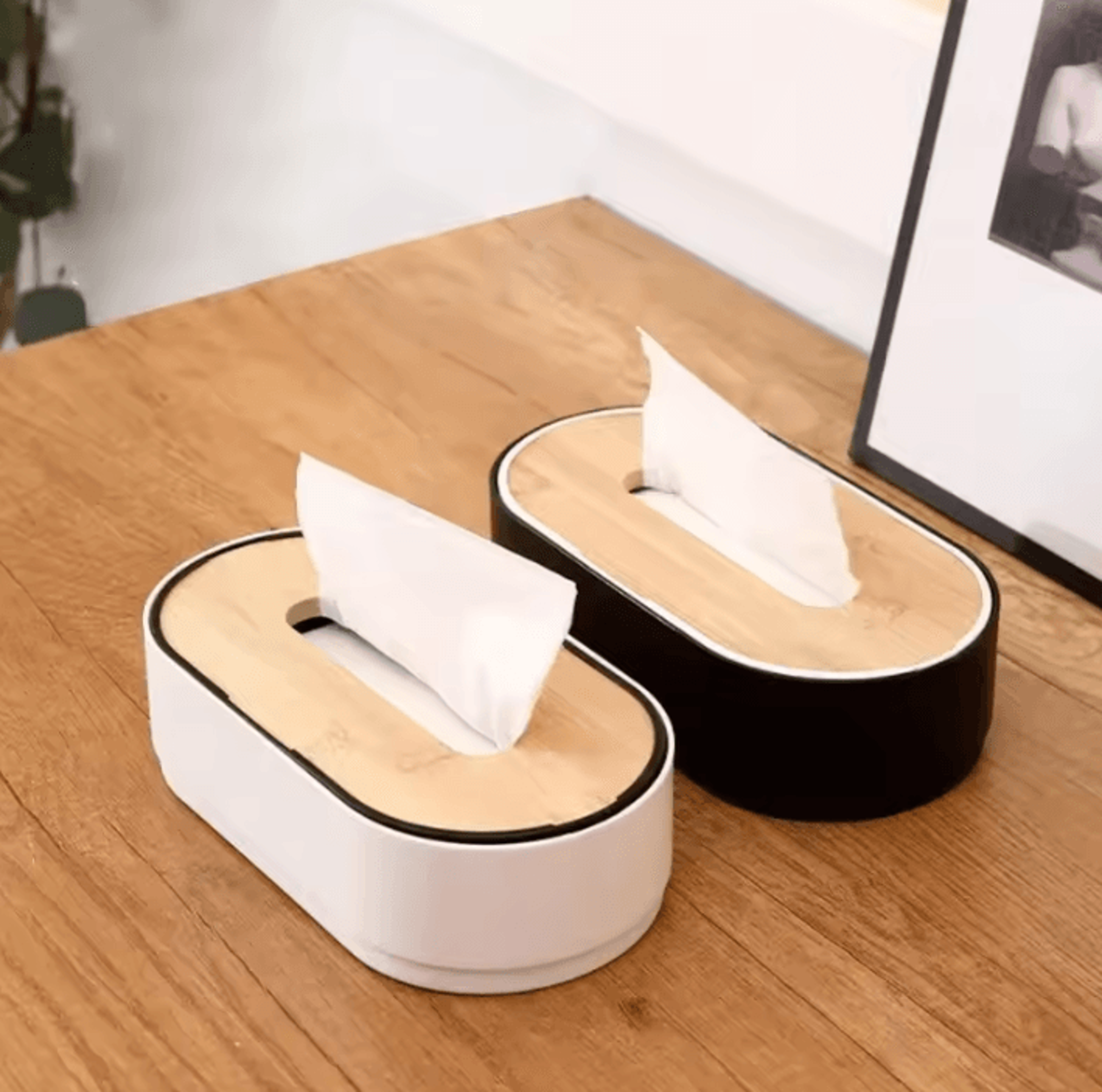 bamboo tissue box holder – toilet paper & napkin dispenser storage organizer