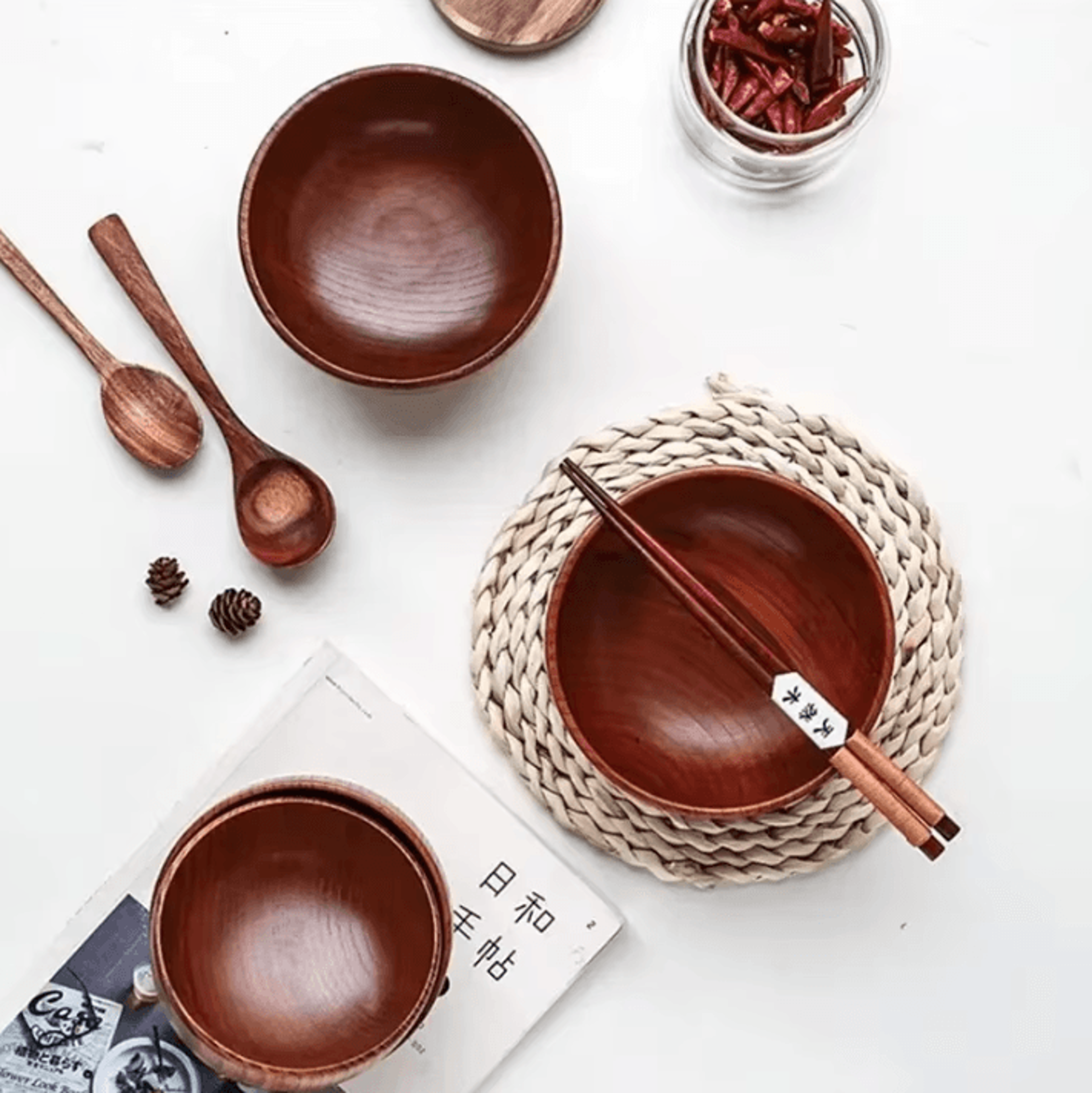 Japanese Style Wooden Bowl  Jujube Wood Soup  Rice Bowl For Tableware 3