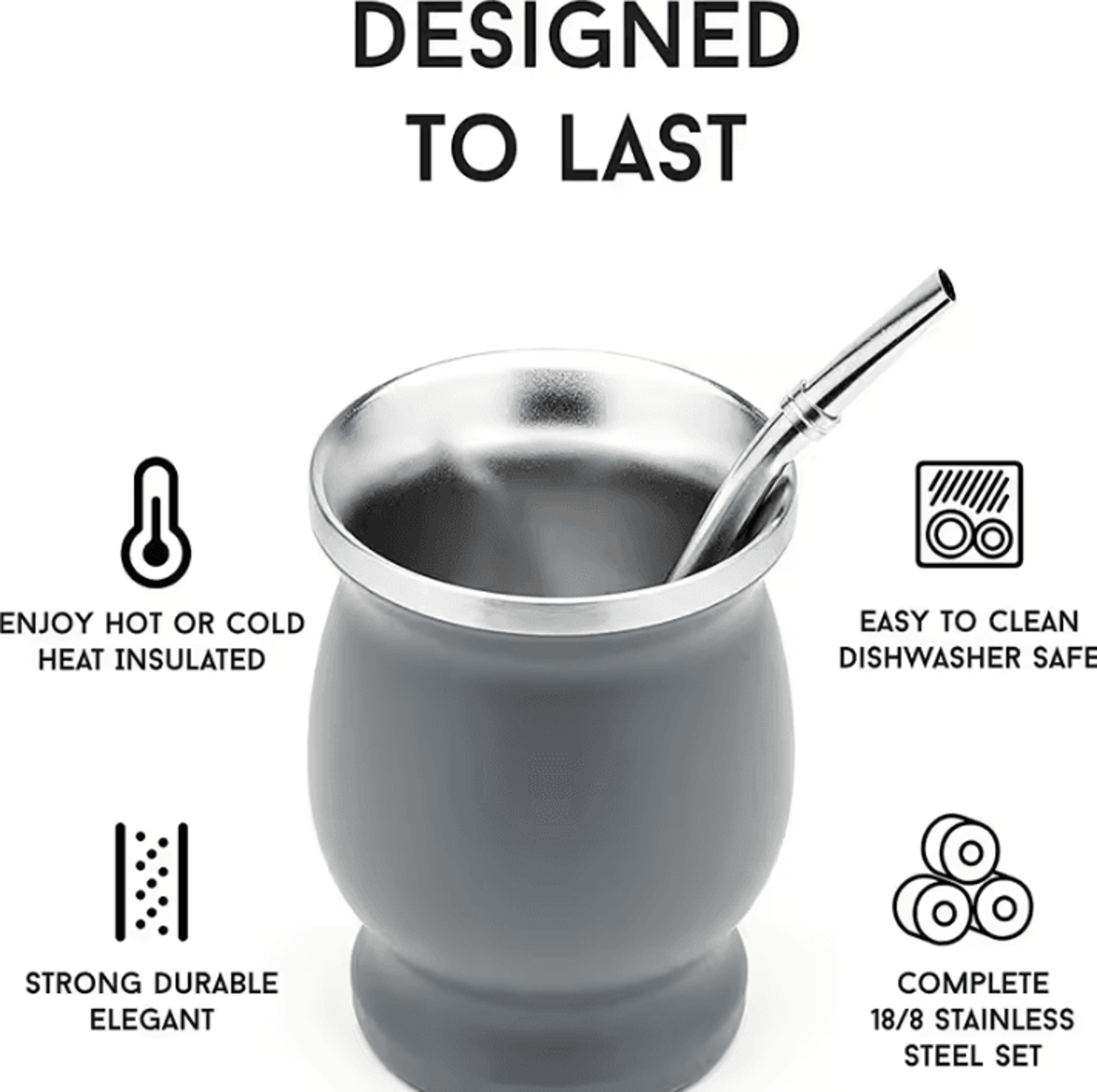 230 ML Stainless Steel Mate Cup  Double Wall Portable Tea Mug With Bombillas  Brush 4