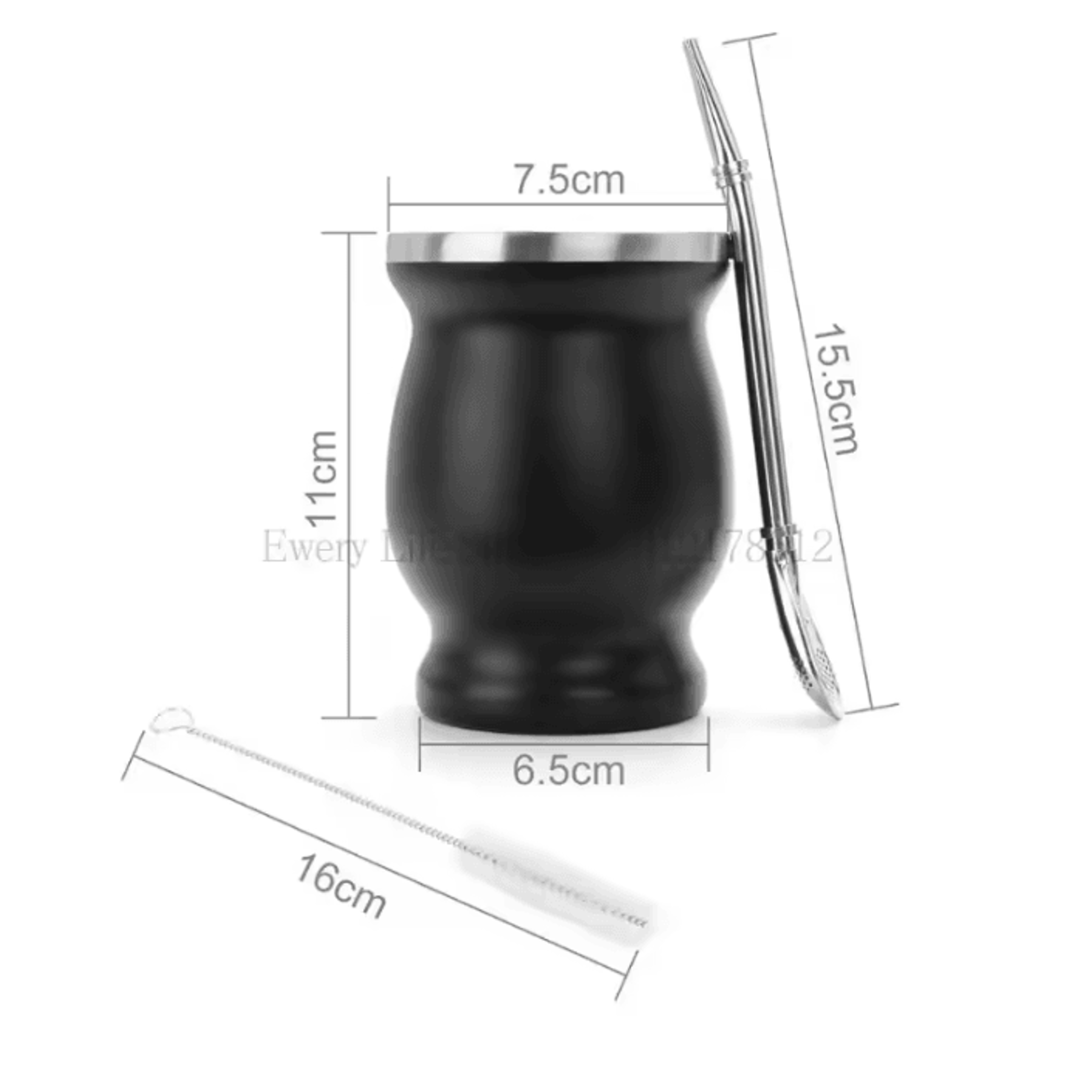 230 ML Stainless Steel Mate Cup  Double Wall Portable Tea Mug With Bombillas  Brush 5