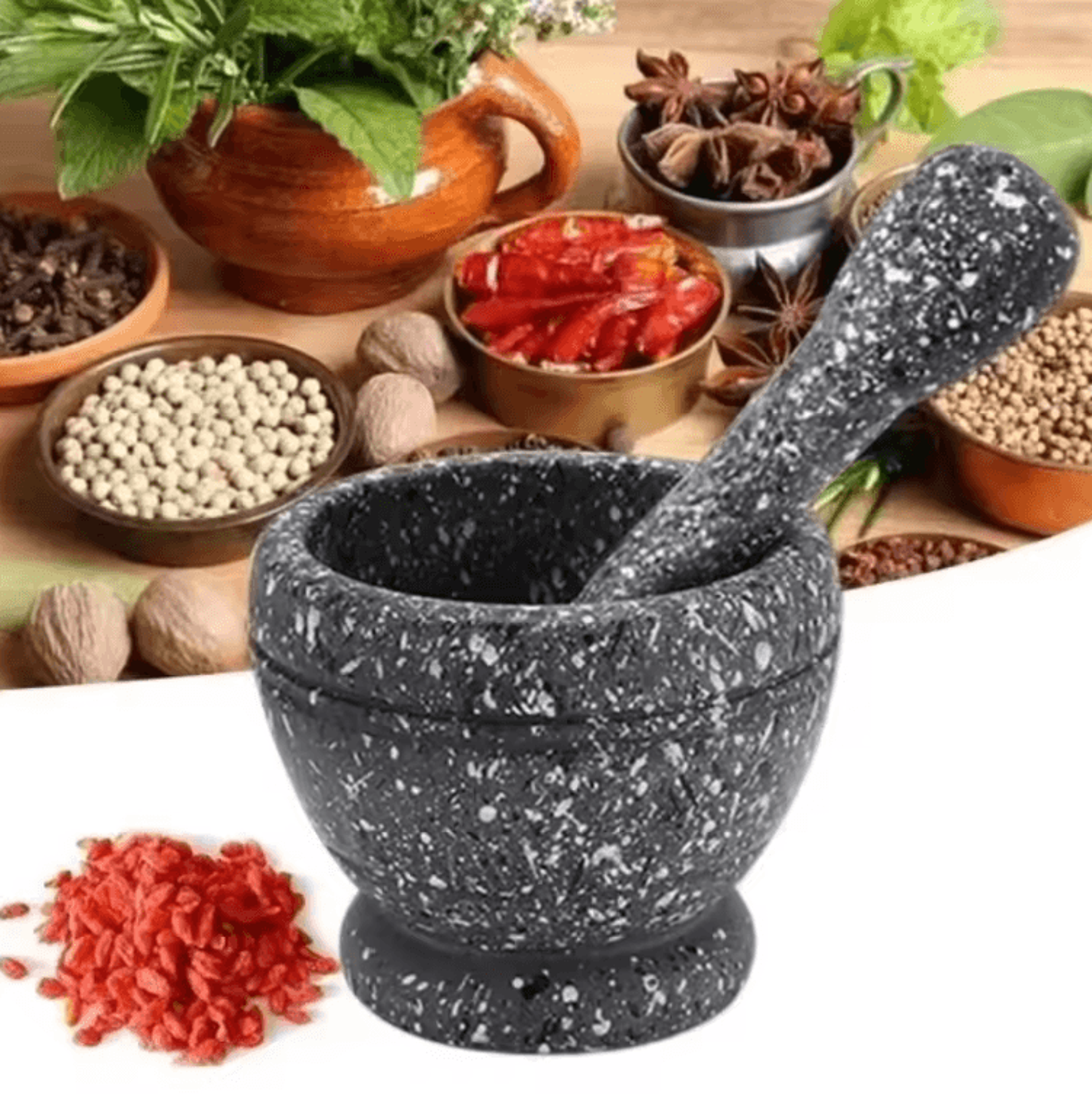 Resin Mortar And Pestle Set  Herb Garlic  Spice Grinding Crusher For Kitchen Tools 1