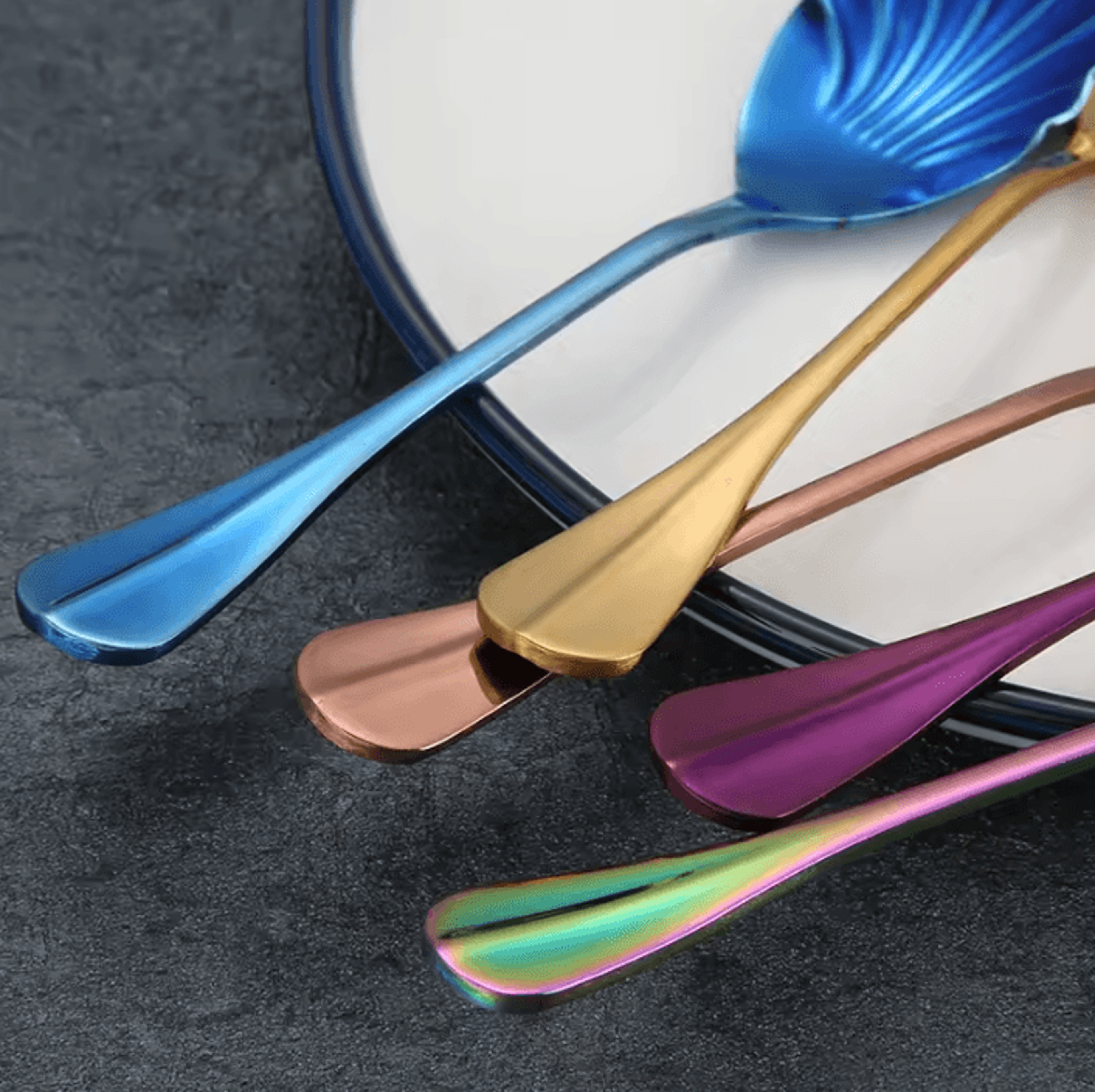 Shell Shape Stainless Steel Spoon With Long Handle  Dessert  Ice Cream Kitchen Accessories 4
