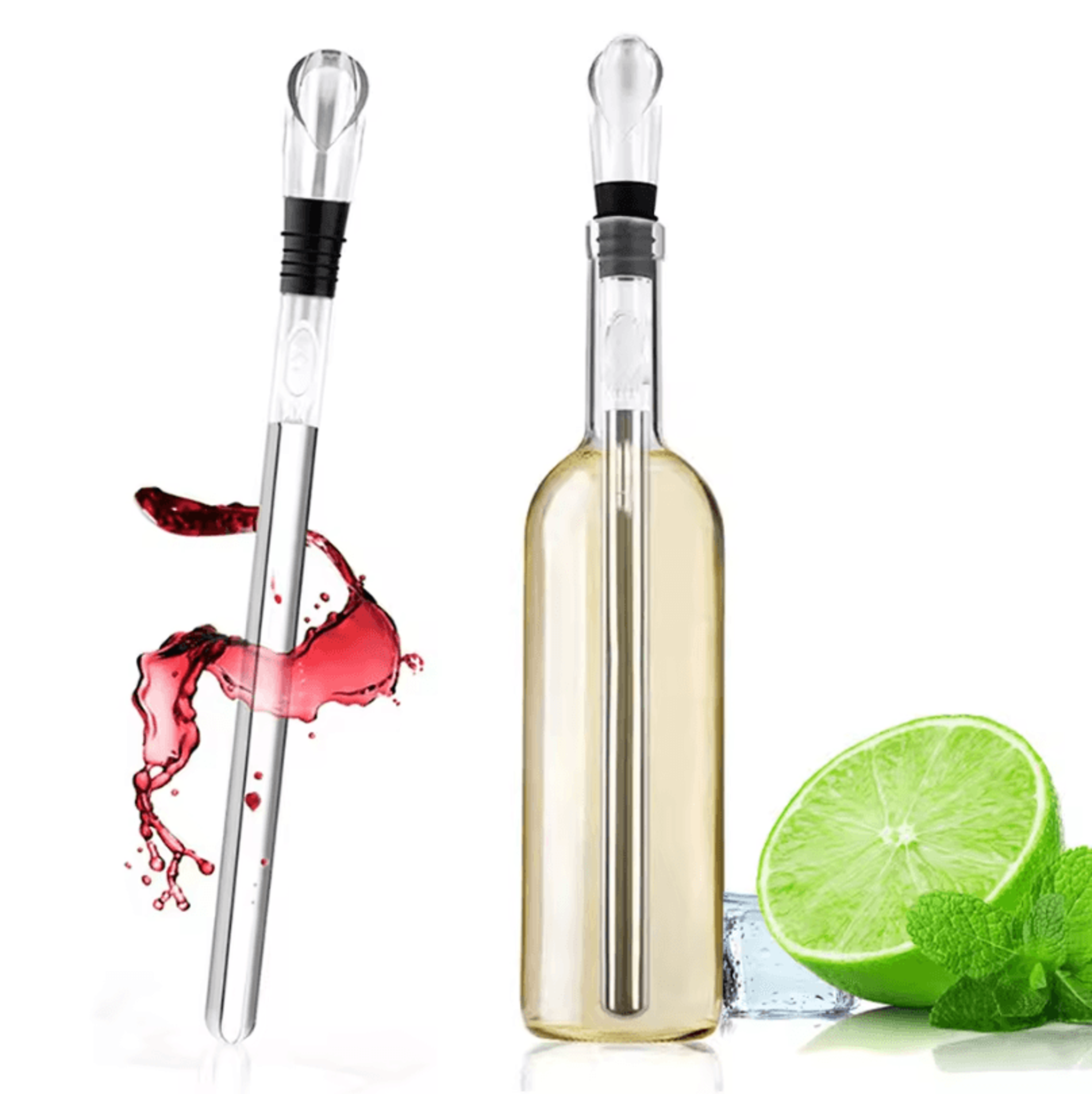 Rapid Iceless Ice Wine Chiller Stick  Stainless Steel Wine Bottle Cooler  Pourer 0