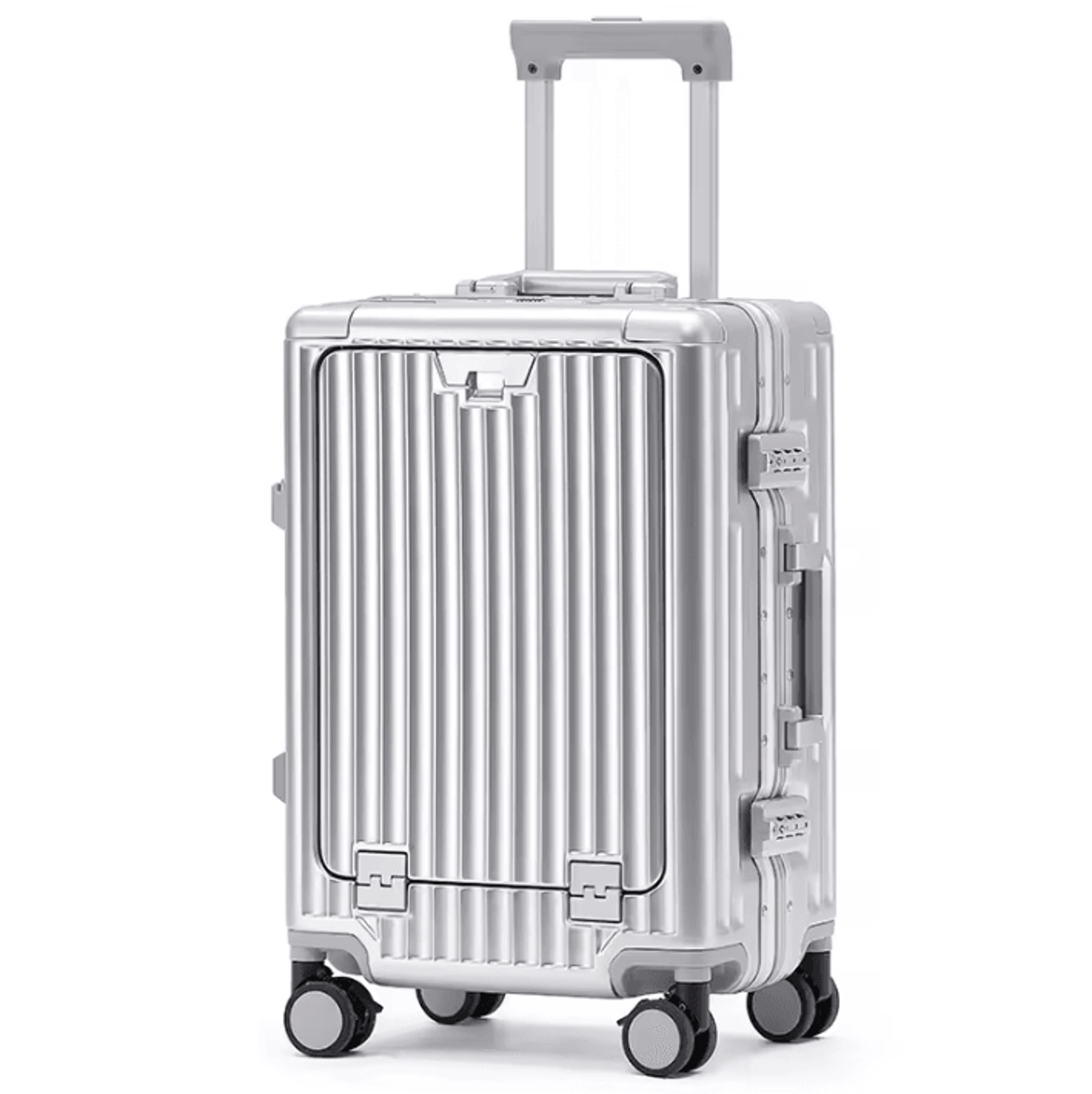 20Inch 500mm Aluminum Frame Functional Trolley Suitcase  ShockAbsorbing USB Charging  MultiFeature  3
