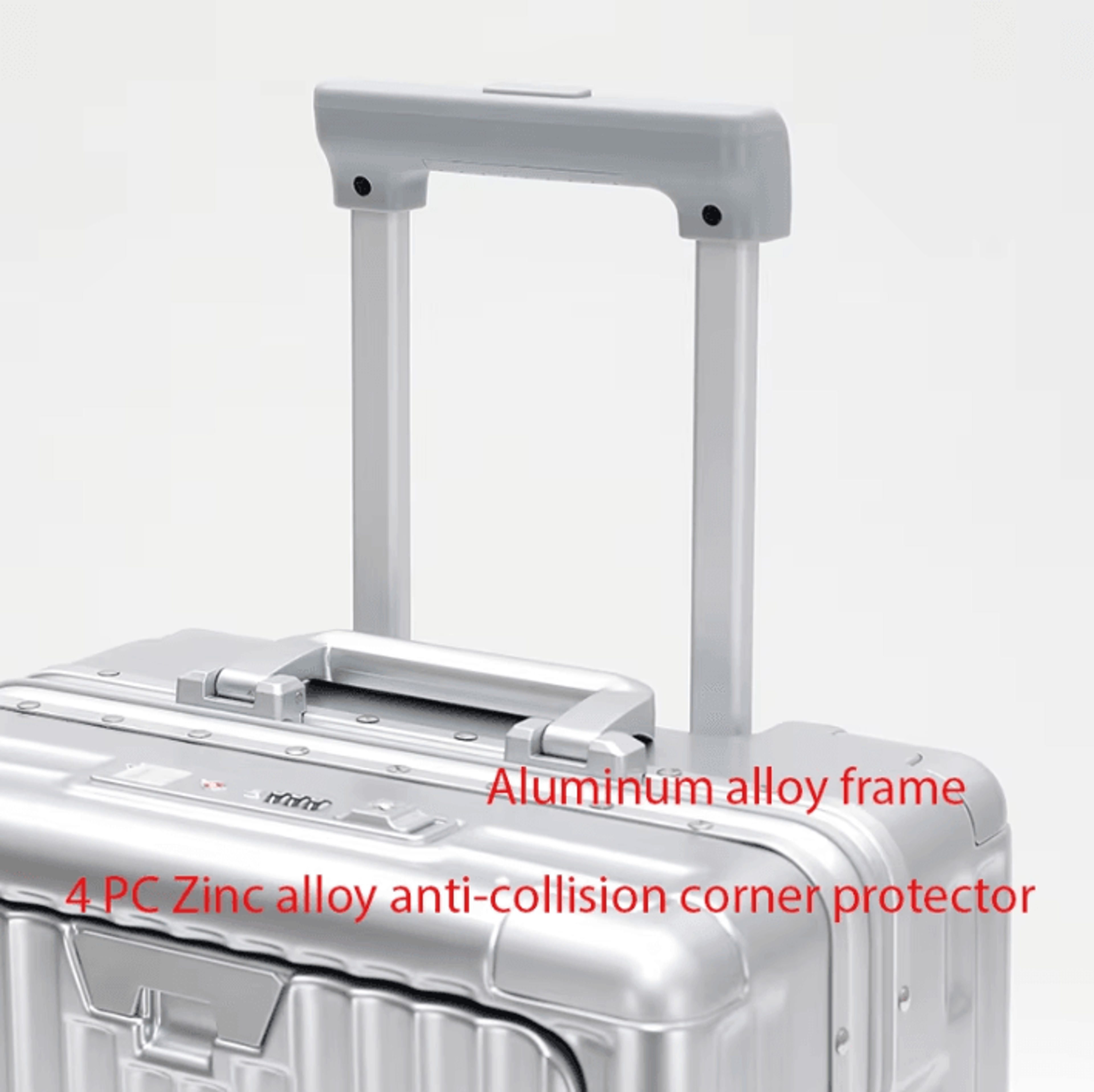 20Inch 500mm Aluminum Frame Functional Trolley Suitcase  ShockAbsorbing USB Charging  MultiFeature  5