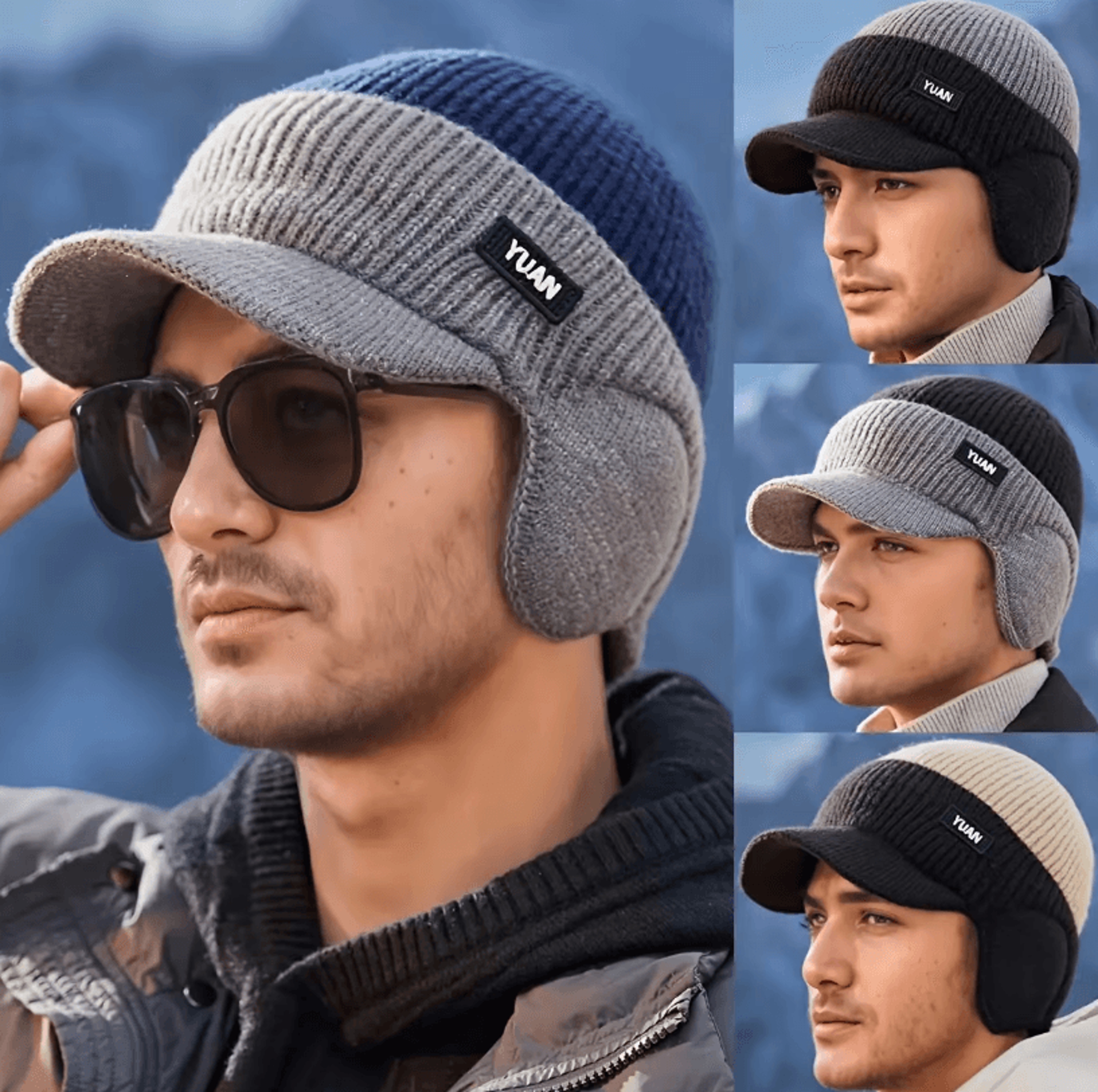 Winter Thermal Knitted Baseball Cap  Thickened Windproof Ear Protection Beanie For Outdoor Sports 0