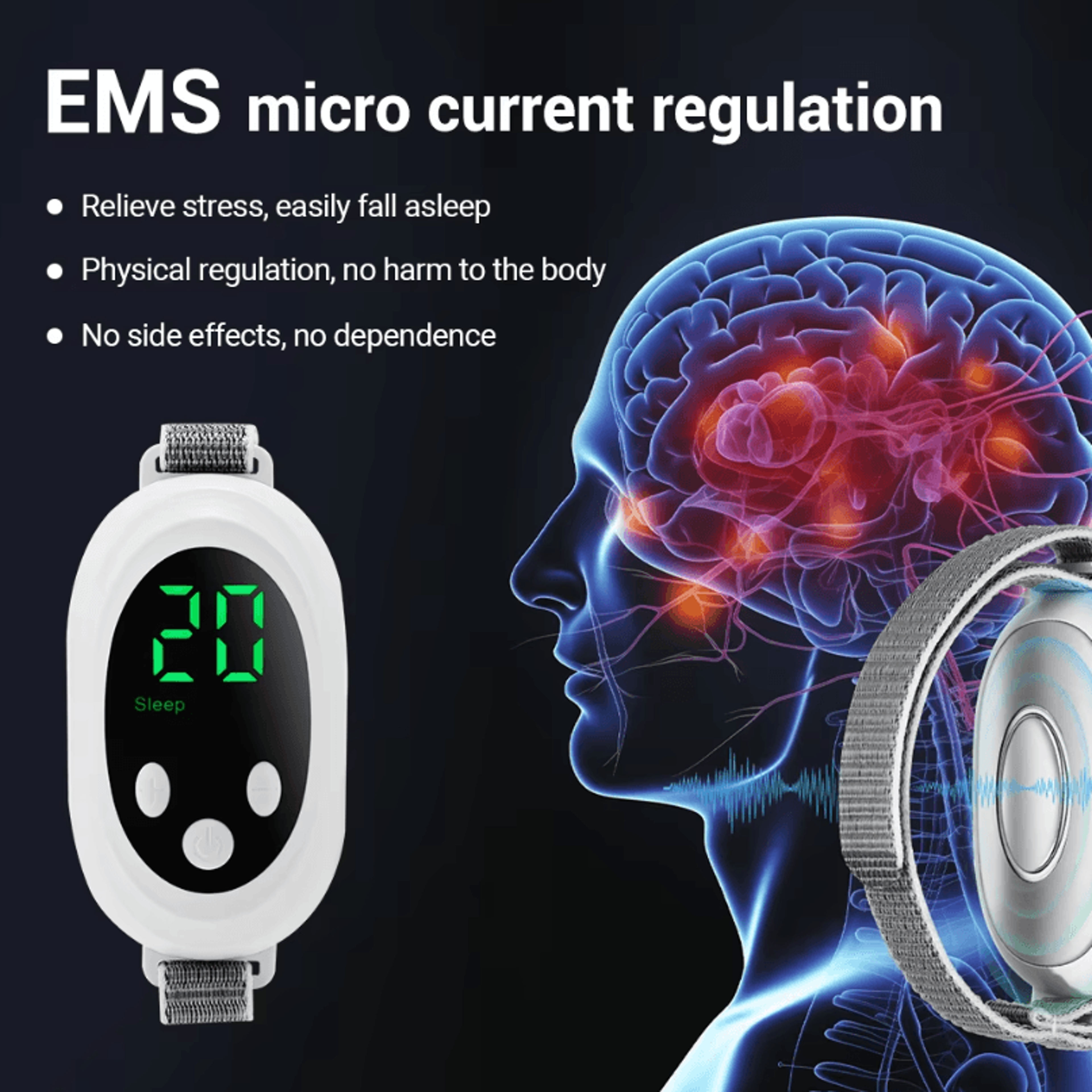 Microcurrent EMS Sleep Aid Device  Sleep Instrument For Insomnia  Stress Relief Palm Massager 1