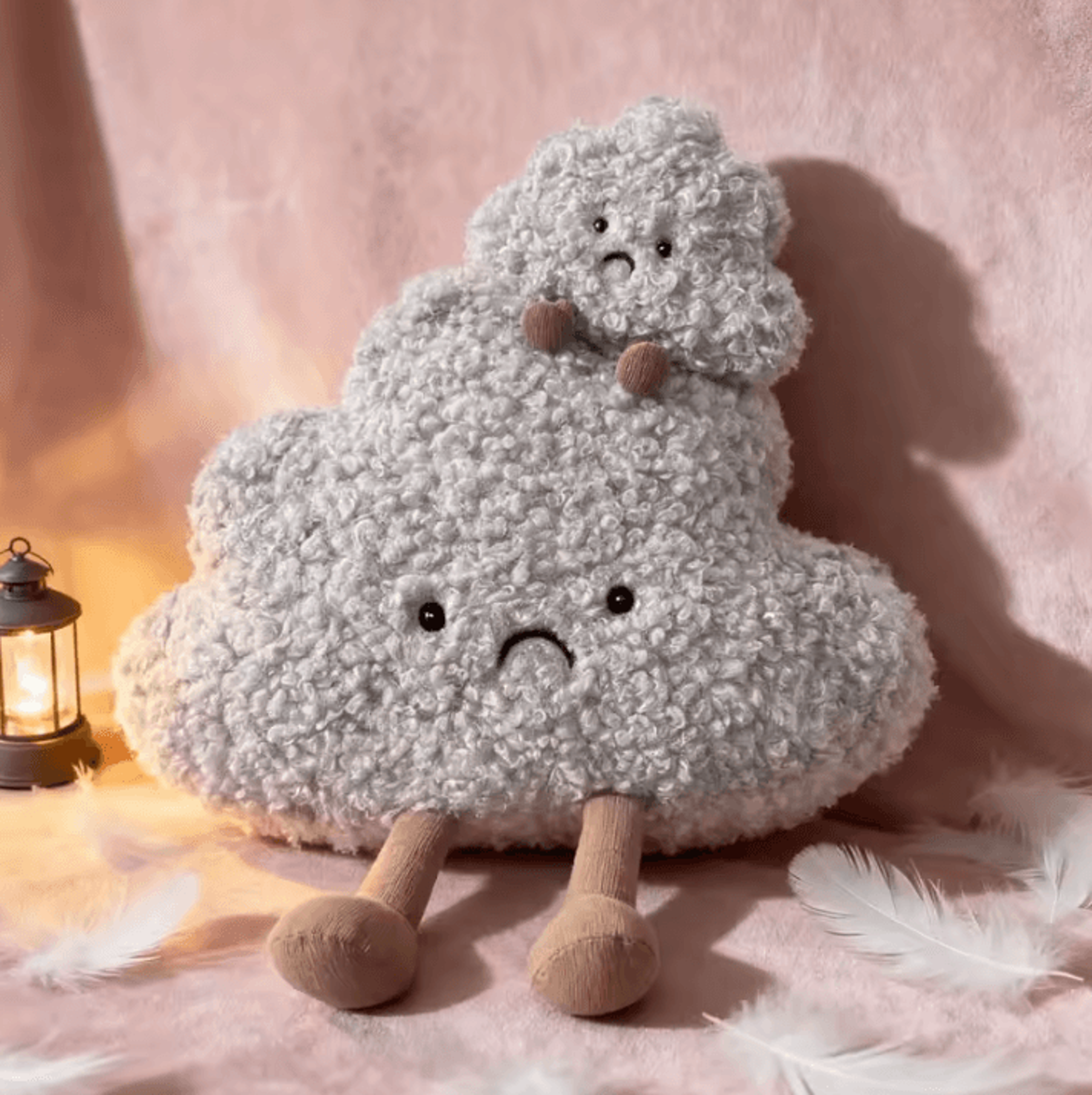 630 Inches Kawaii Sad Cloud Plush Pillow  Soft Gray Cloud Throw Toy Gift For Kids 5