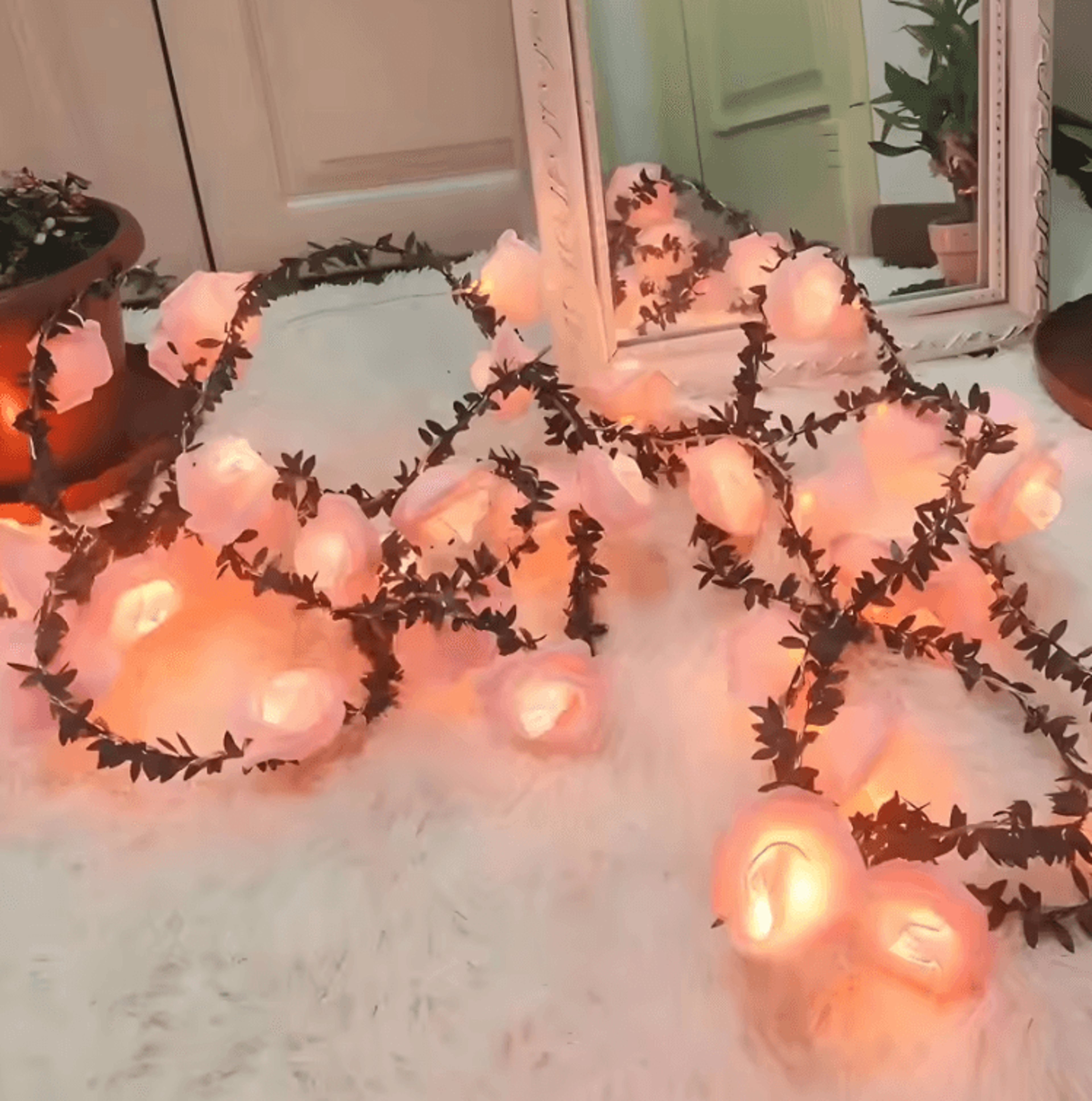 EverBloom 1020 LED Rose String Lights  Battery Operated Artificial Ivy Garland For Party  Home Deco 7