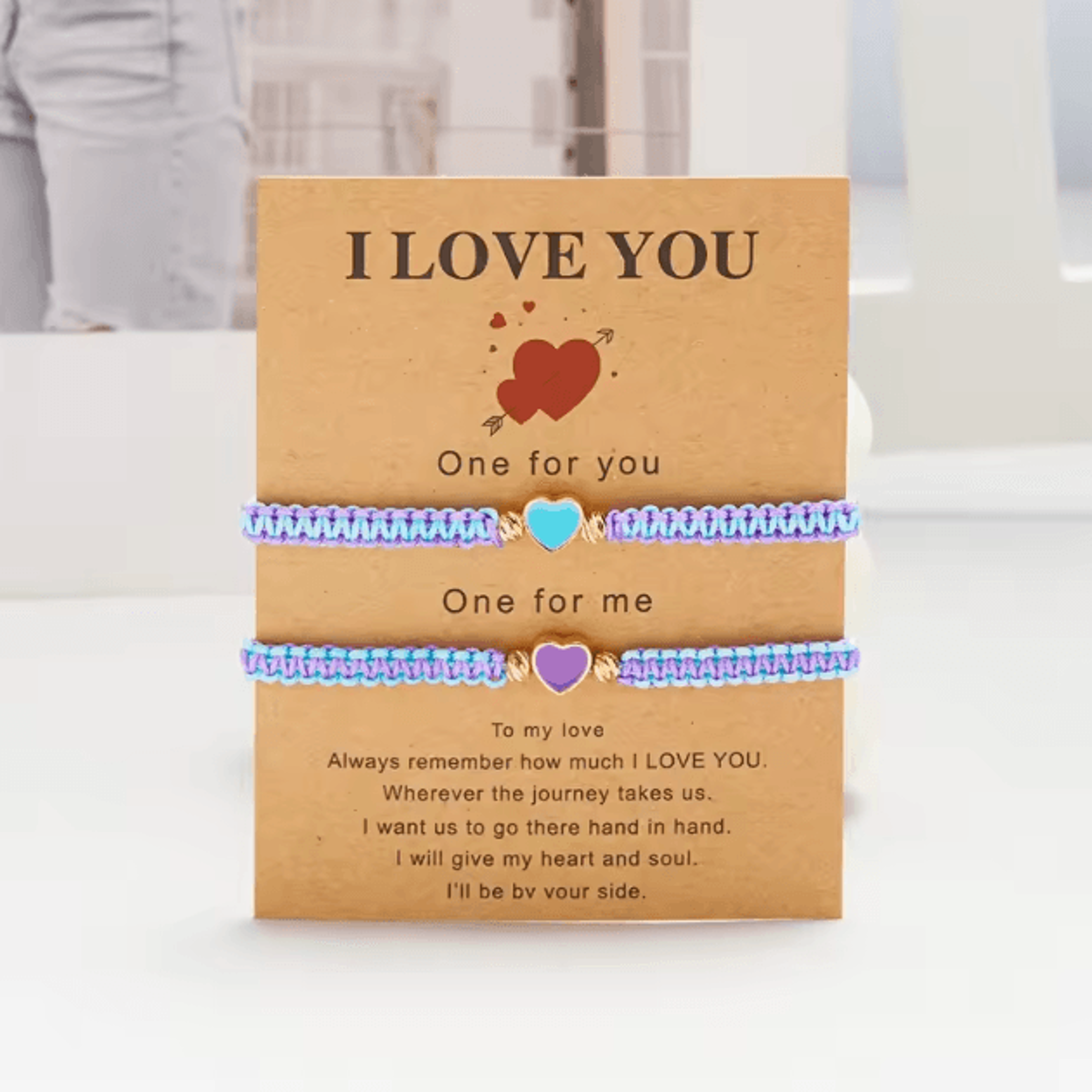 HeartBond 2Pcs Matching Bracelets Set  Handwoven Heart LongDistance Couple  Friendship Jewelry Gift 8