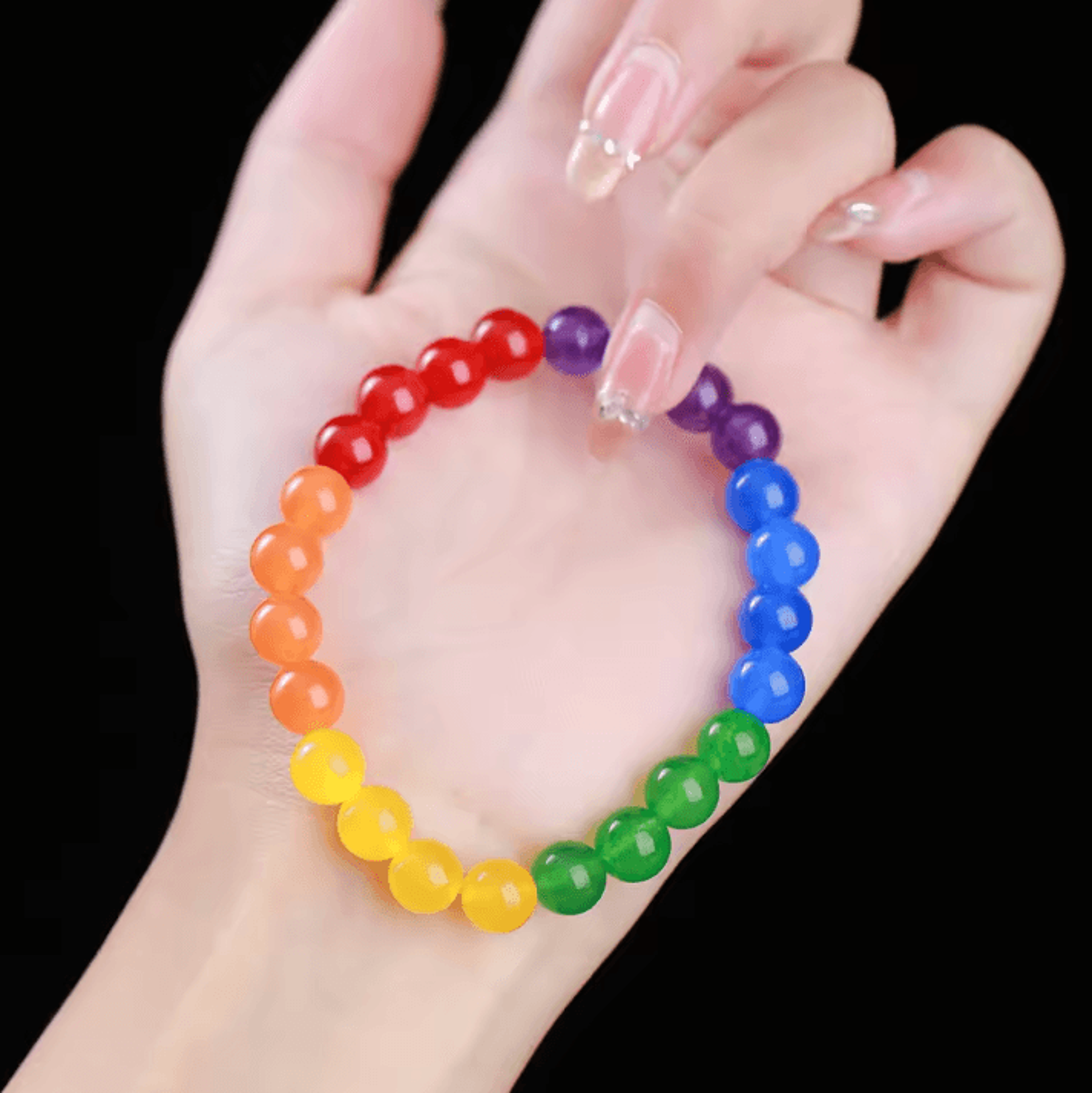 RainbowUnity Natural Stone Bead Bracelet  SixColor Couples  LGBT Pride Jewelry For Yoga  Meditation 4