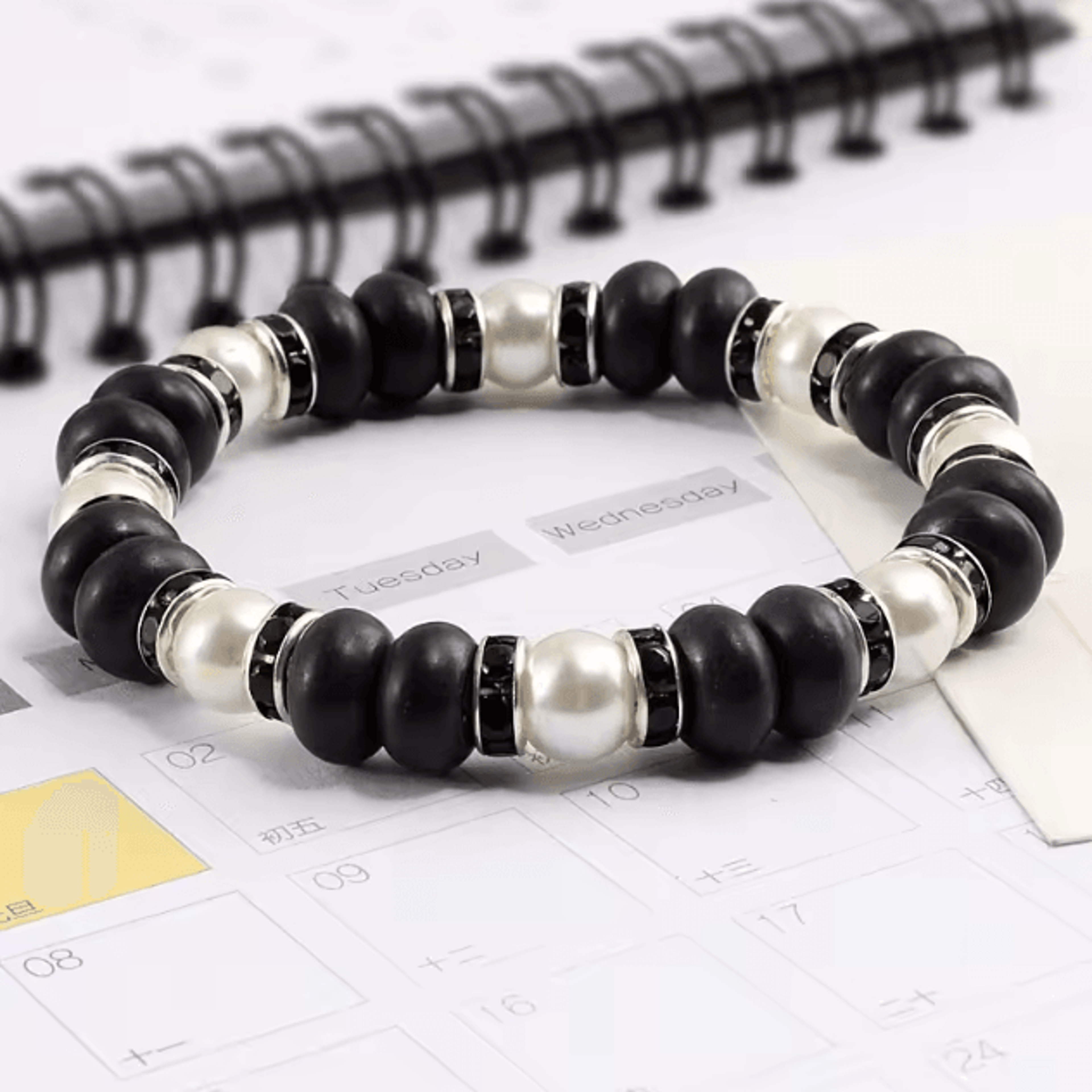 unitycircle natural stone beaded bracelets – elastic couples & distance charm set for men & women