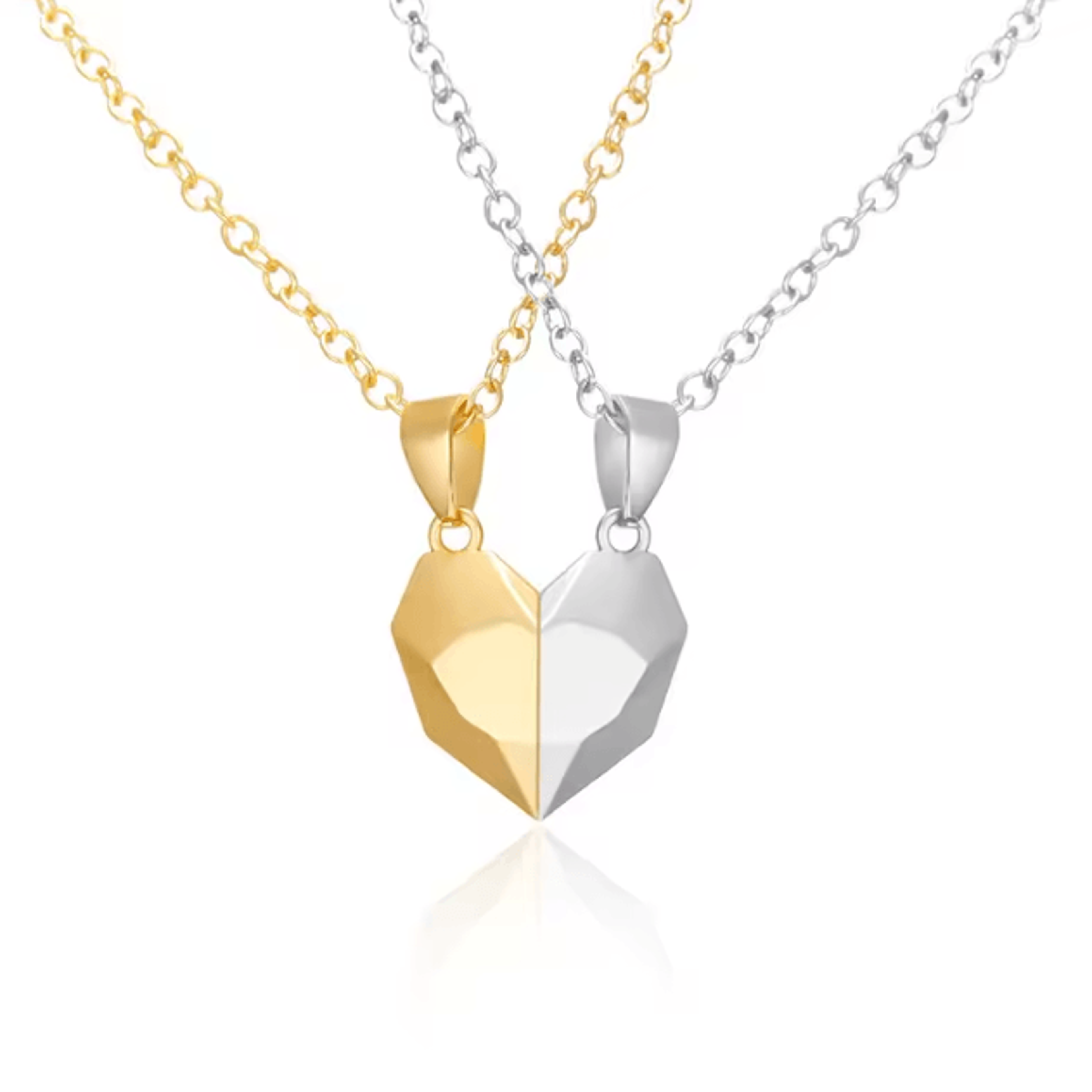 HeartbeatLove Magnetic Couple Pendant Necklace  Electrocardiogram Heart Jewelry Gift Set 12