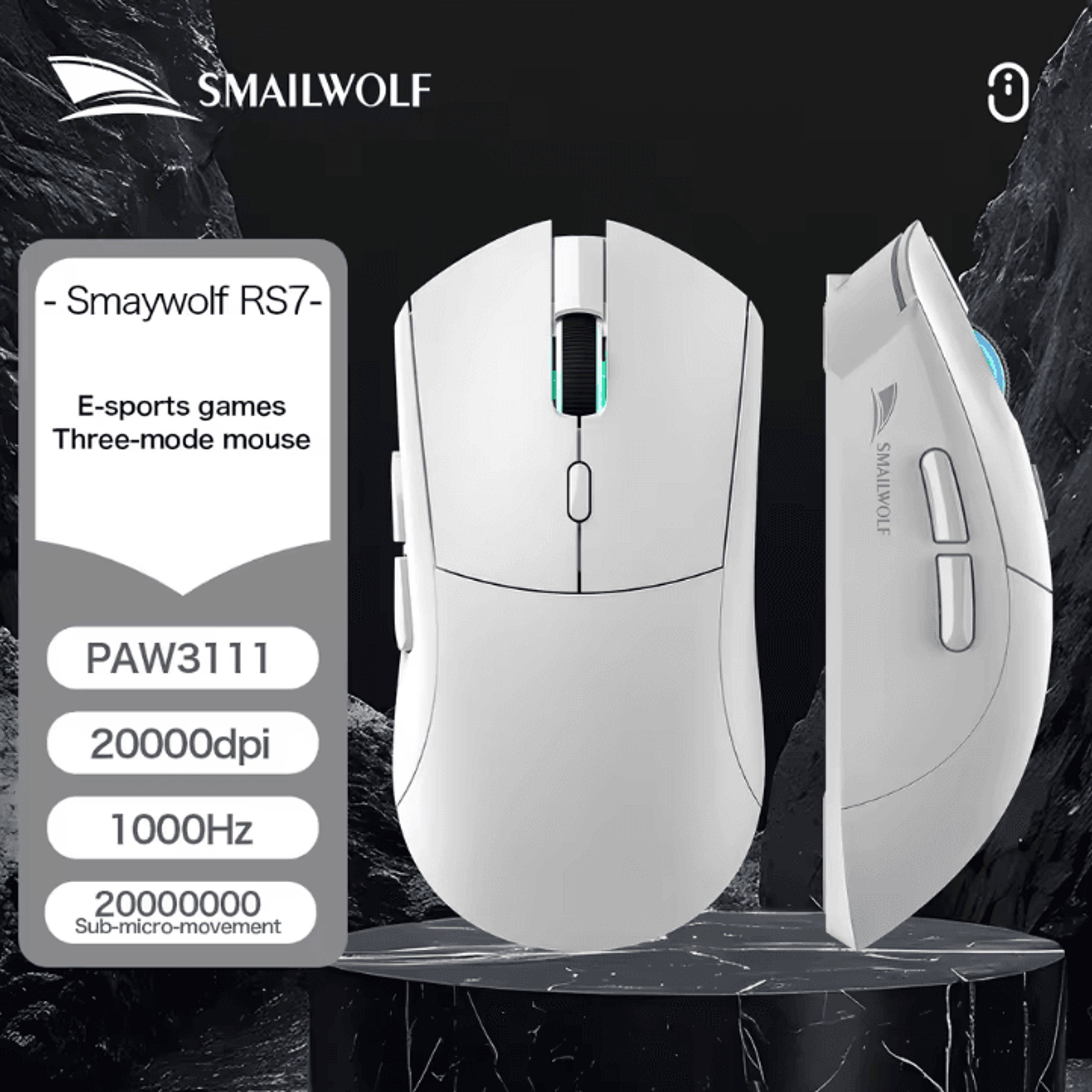 SMAILWOLF RS7  Bluetooth Wireless Gaming Mouse PAW3311 20000 DPI Macro Driver For PC  Laptop 5
