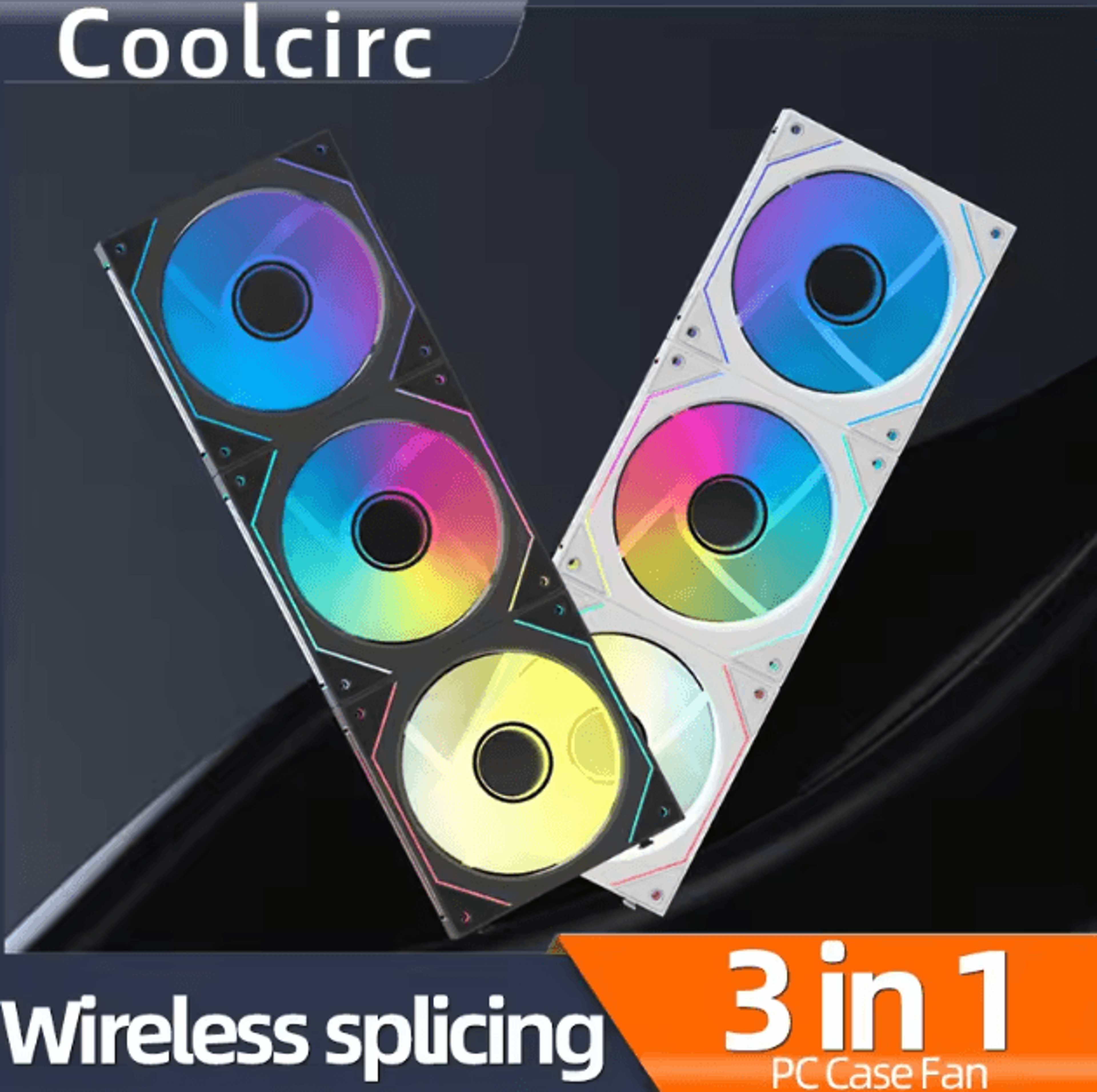 coolcirc argb 120mm pc case fan – low-noise 3-in-1 pwm cooling fan with mirror light