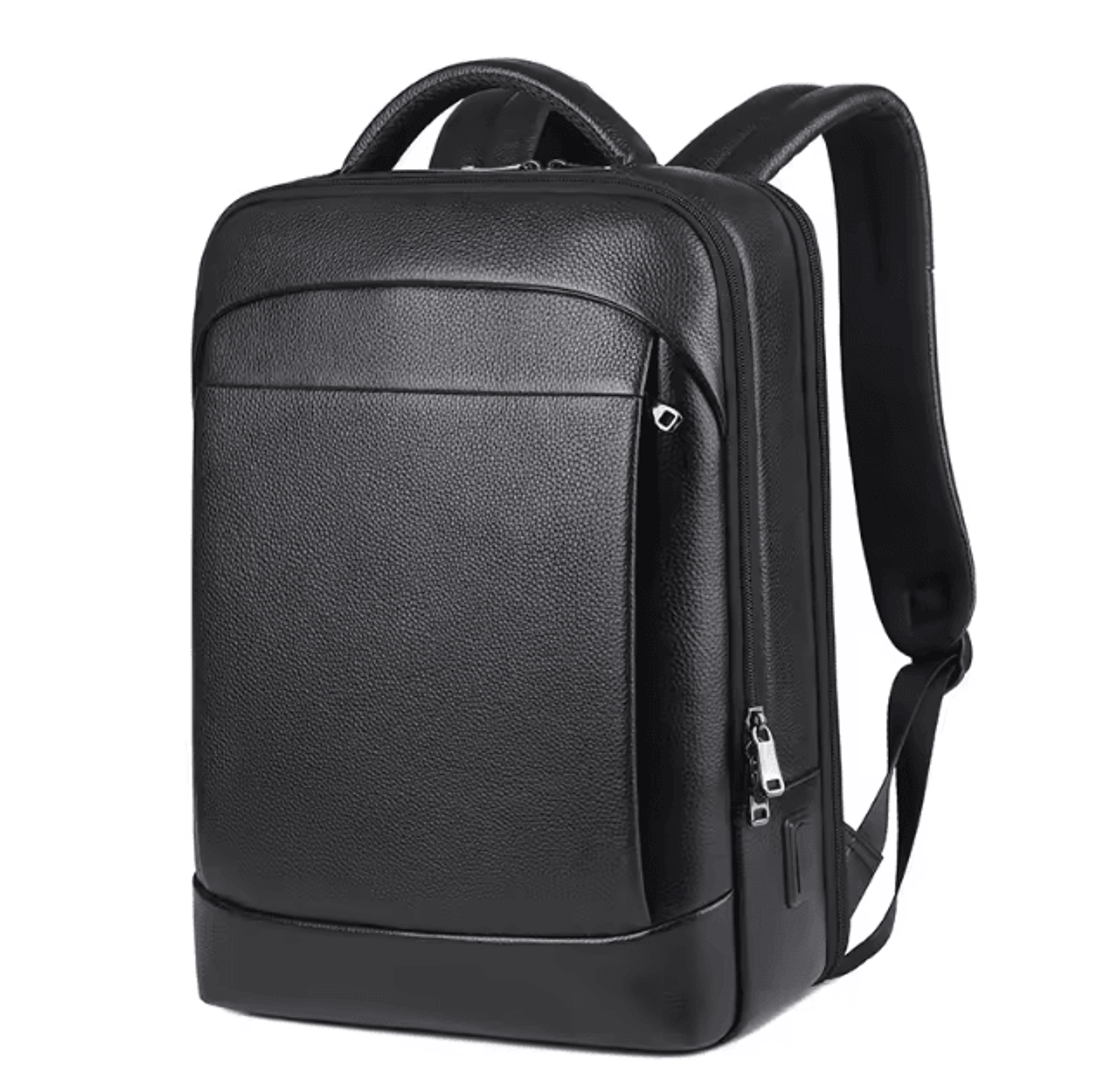 genuineleather 15.6-inch mens leather laptop backpack – usb charging anti-theft waterproof travel bag
